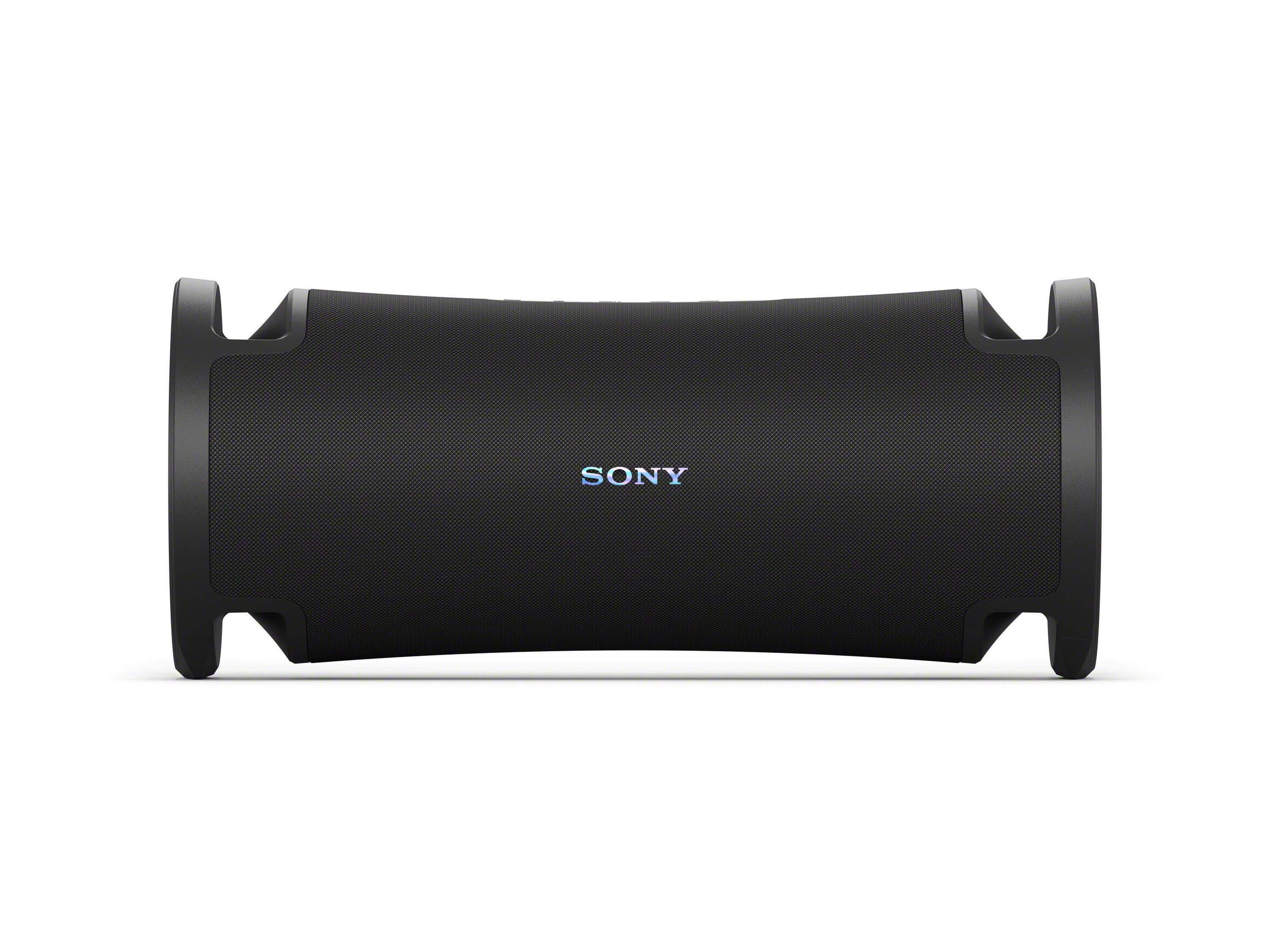 Altoparlante Sony nero con design curvo e logo Sony bianco.