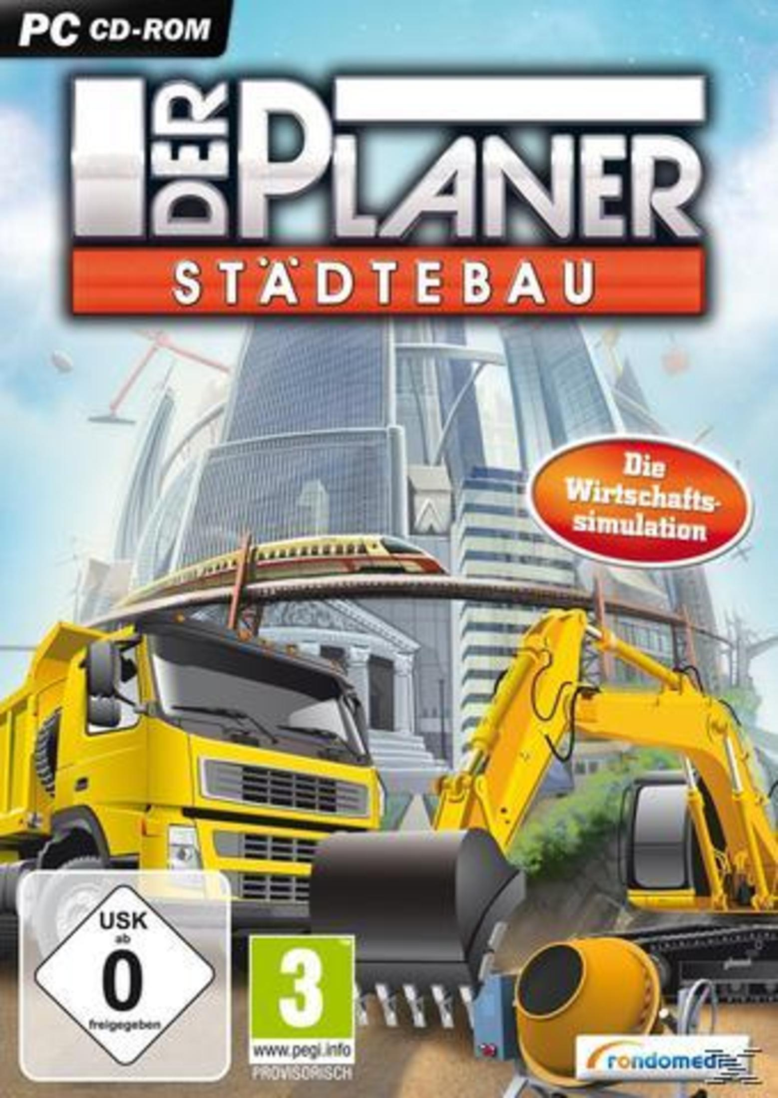 Spielverpackung für "Der Planer Städtebau" mit Baufahrzeugen.
