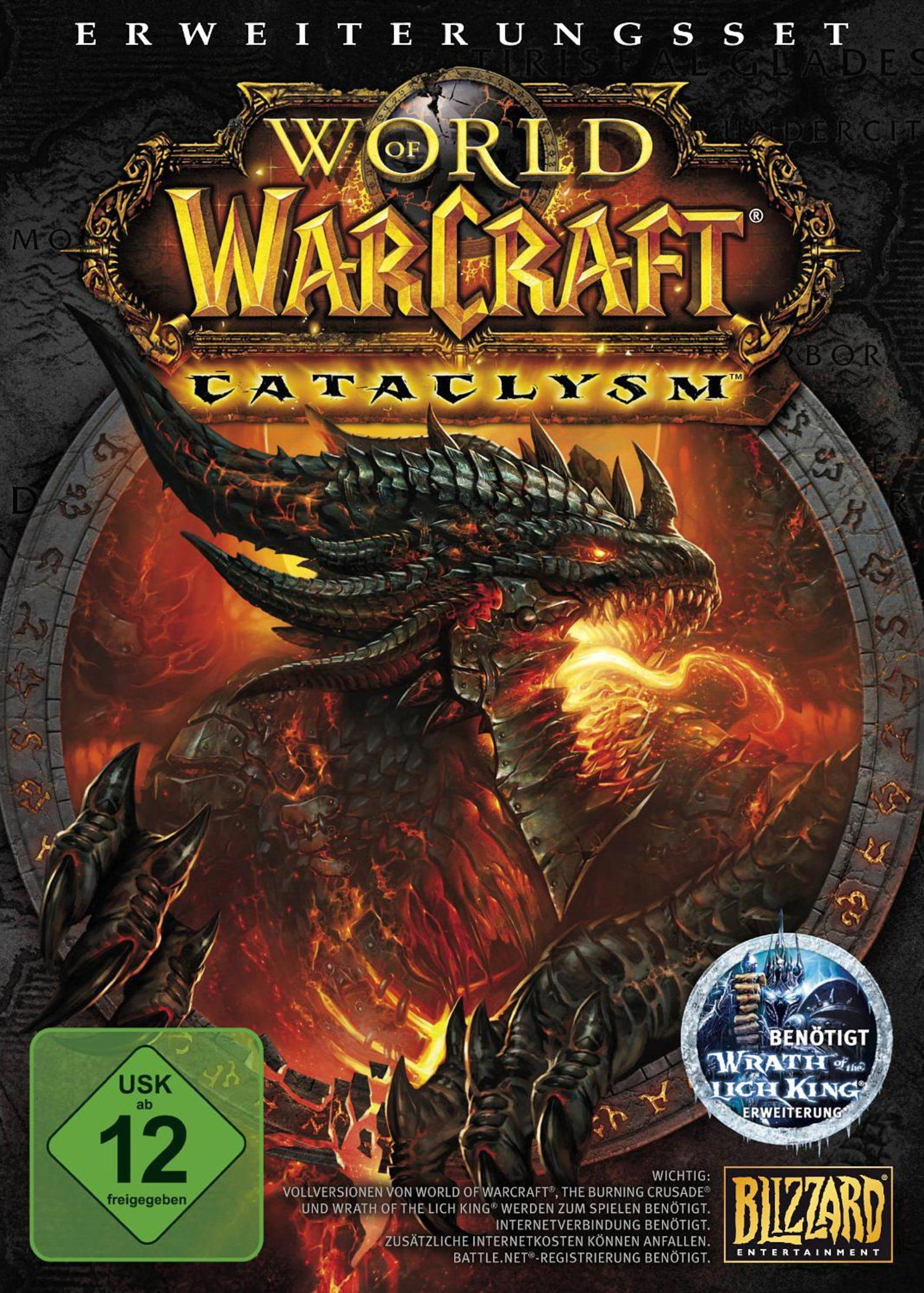 World of Warcraft Cataclysm-Spielbox. Ein Drache ist auf dem Cover.