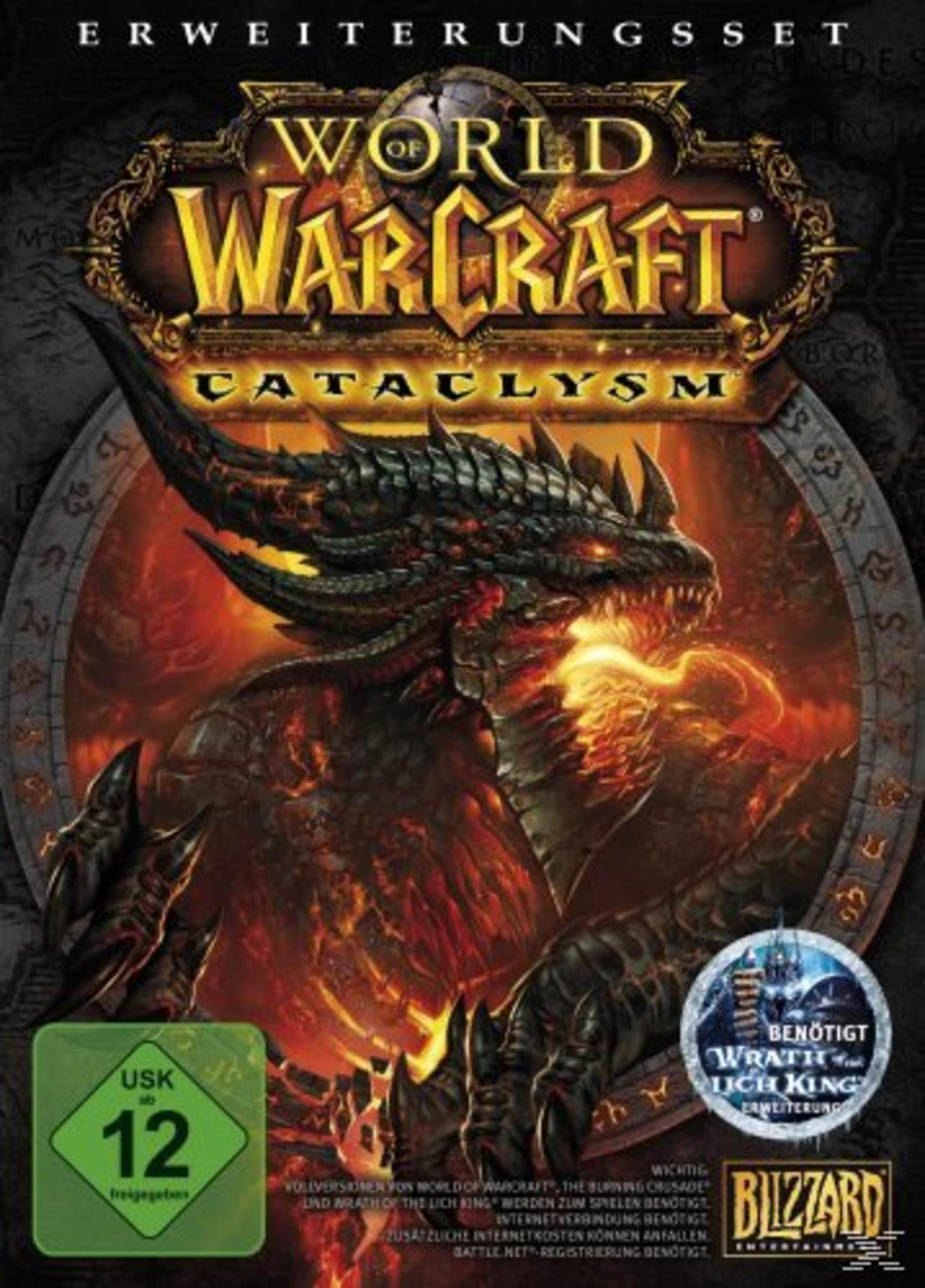 World of Warcraft Cataclysm Spielbox. Ein roter Drache ist auf dem Cover abgebildet.