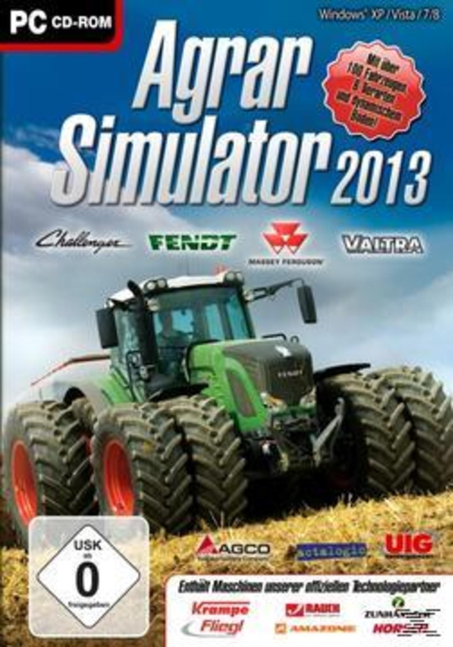Das Cover des Videospiels Agrar Simulator 2013 mit einem Traktor.