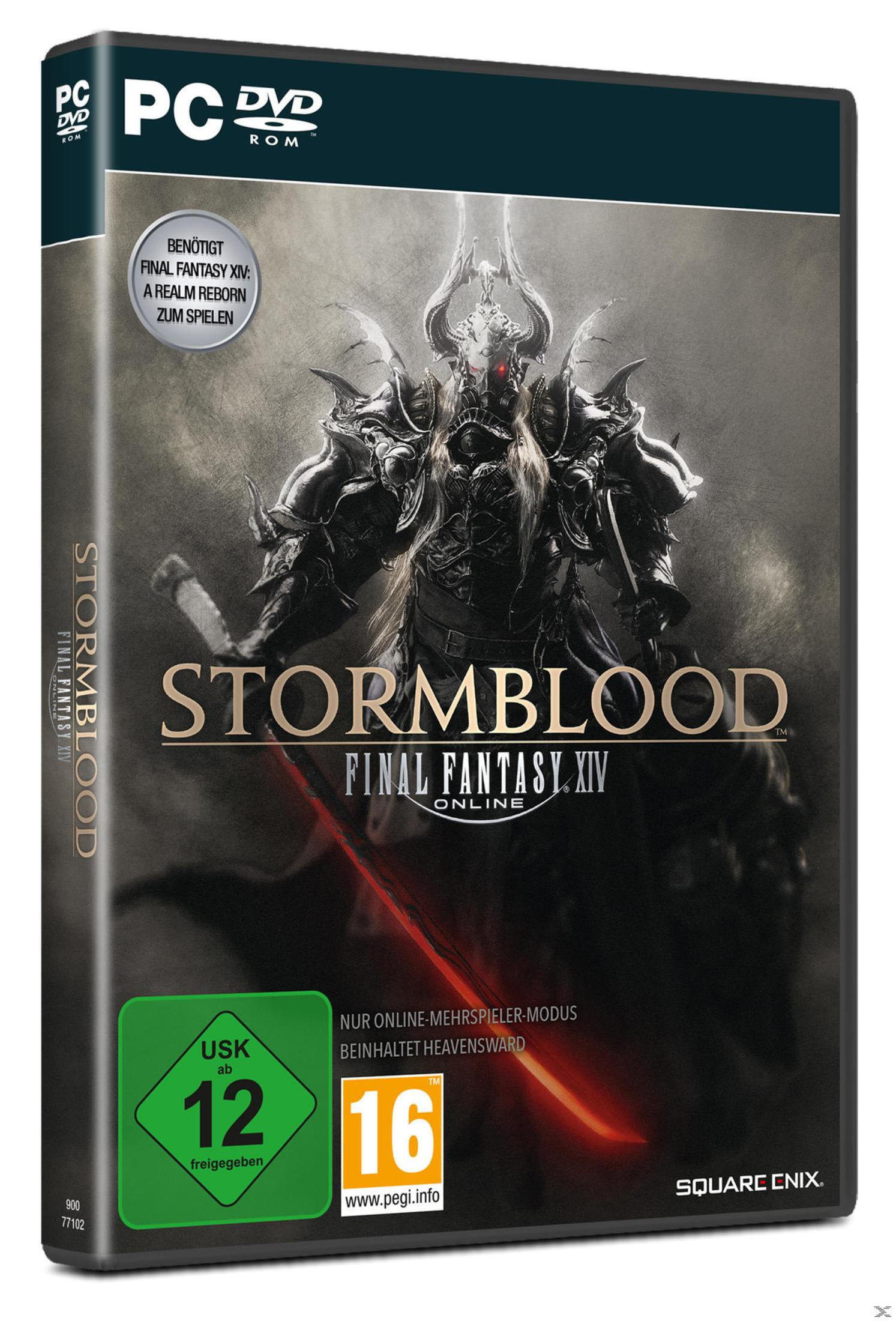 Spielbox für Stormblood Final Fantasy XIV Online, mit Kriegerbild.