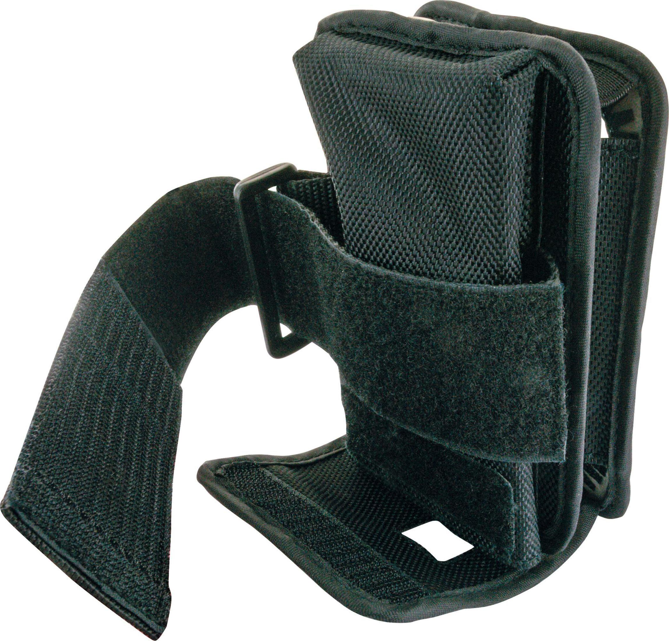 Schwarze Tasche mit Klettverschlüssen, hält zwei Magazine, auf weißem Hintergrund.