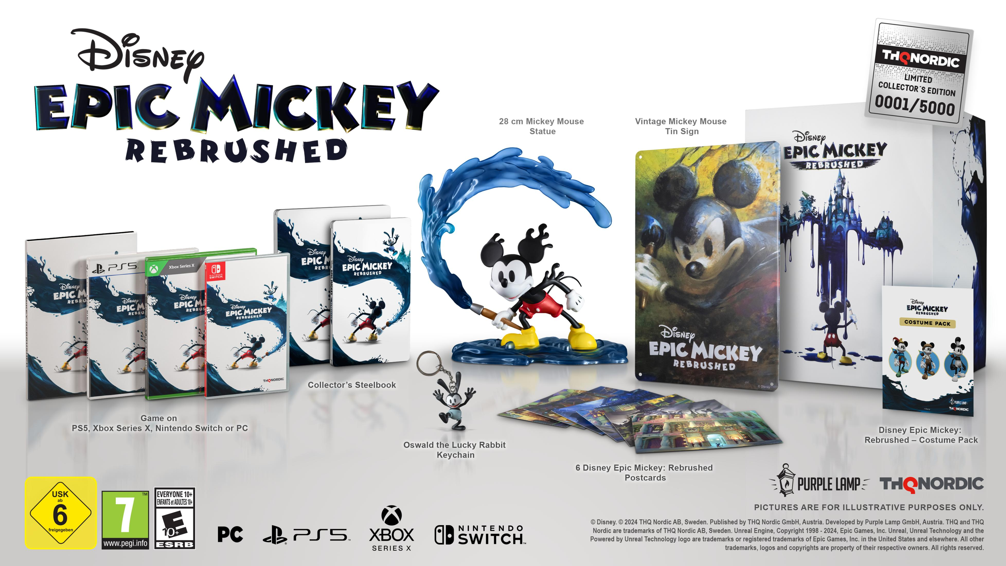 Disney's Epic Mickey Rebrushed Spielboxen und Zubehör, verschiedene Plattformen.