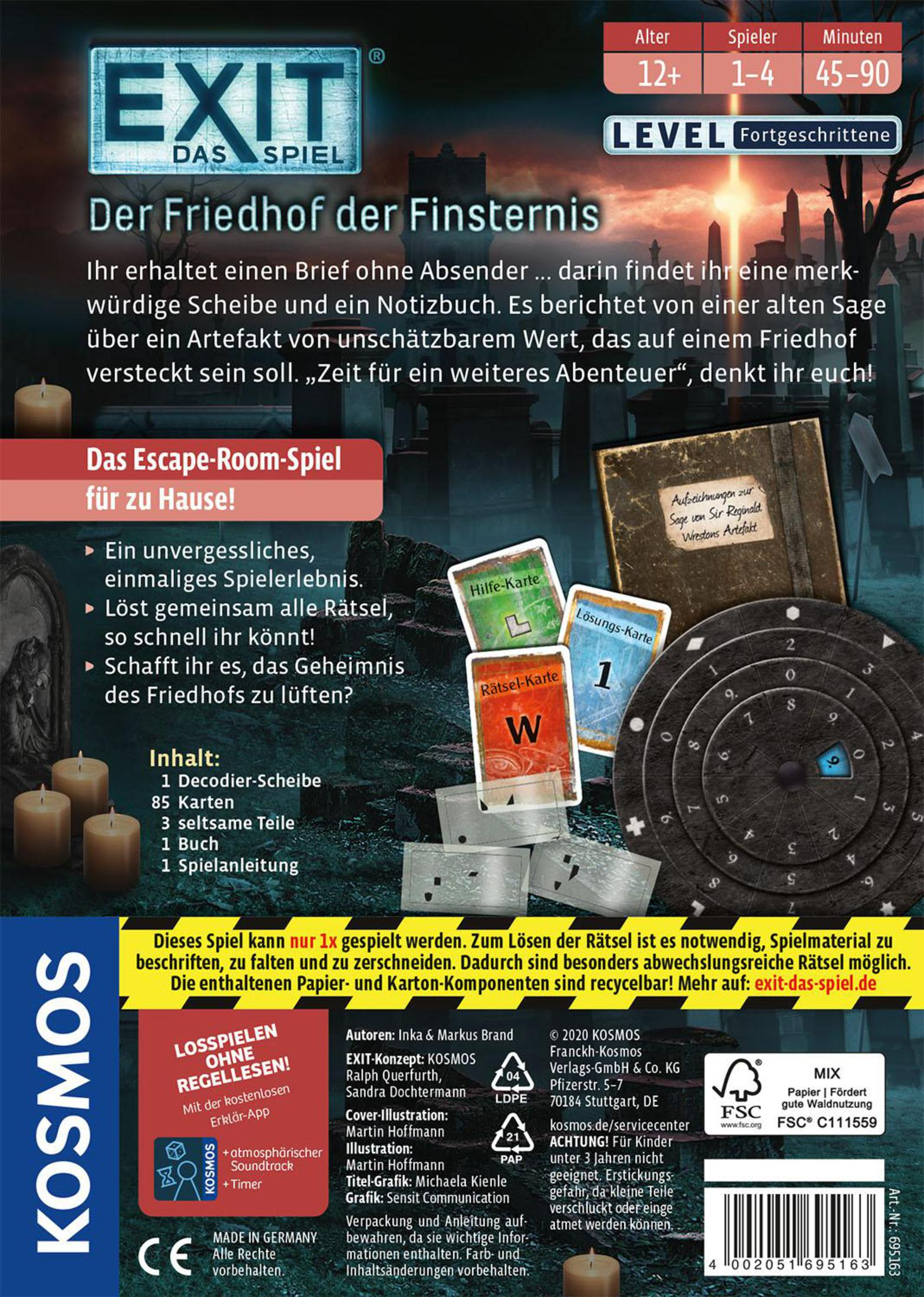 Rückseite einer Brettspielbox mit Text, Bildern und einem Level-Indikator.