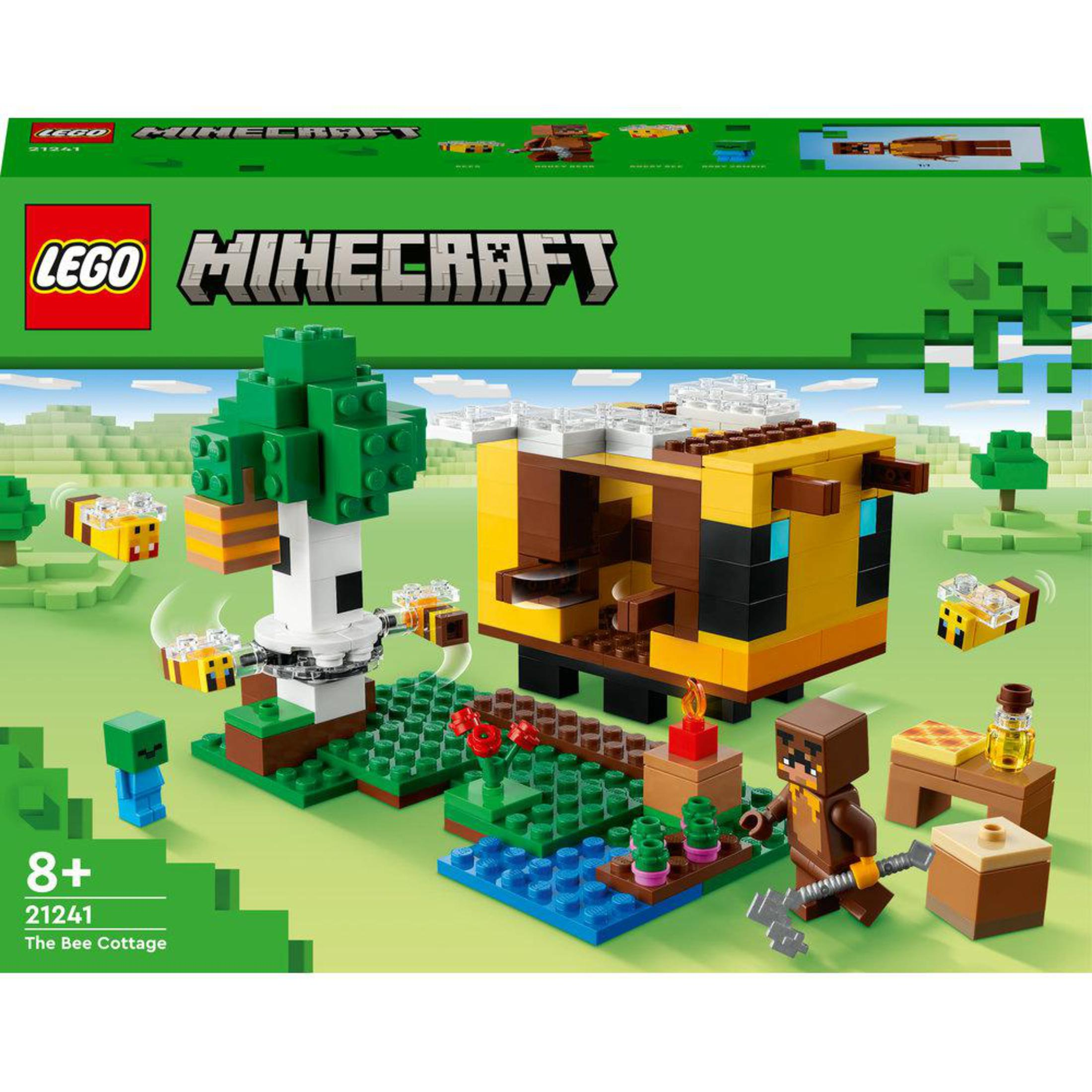 Set LEGO Minecraft Bee Cottage avec figurines et structure abeille.