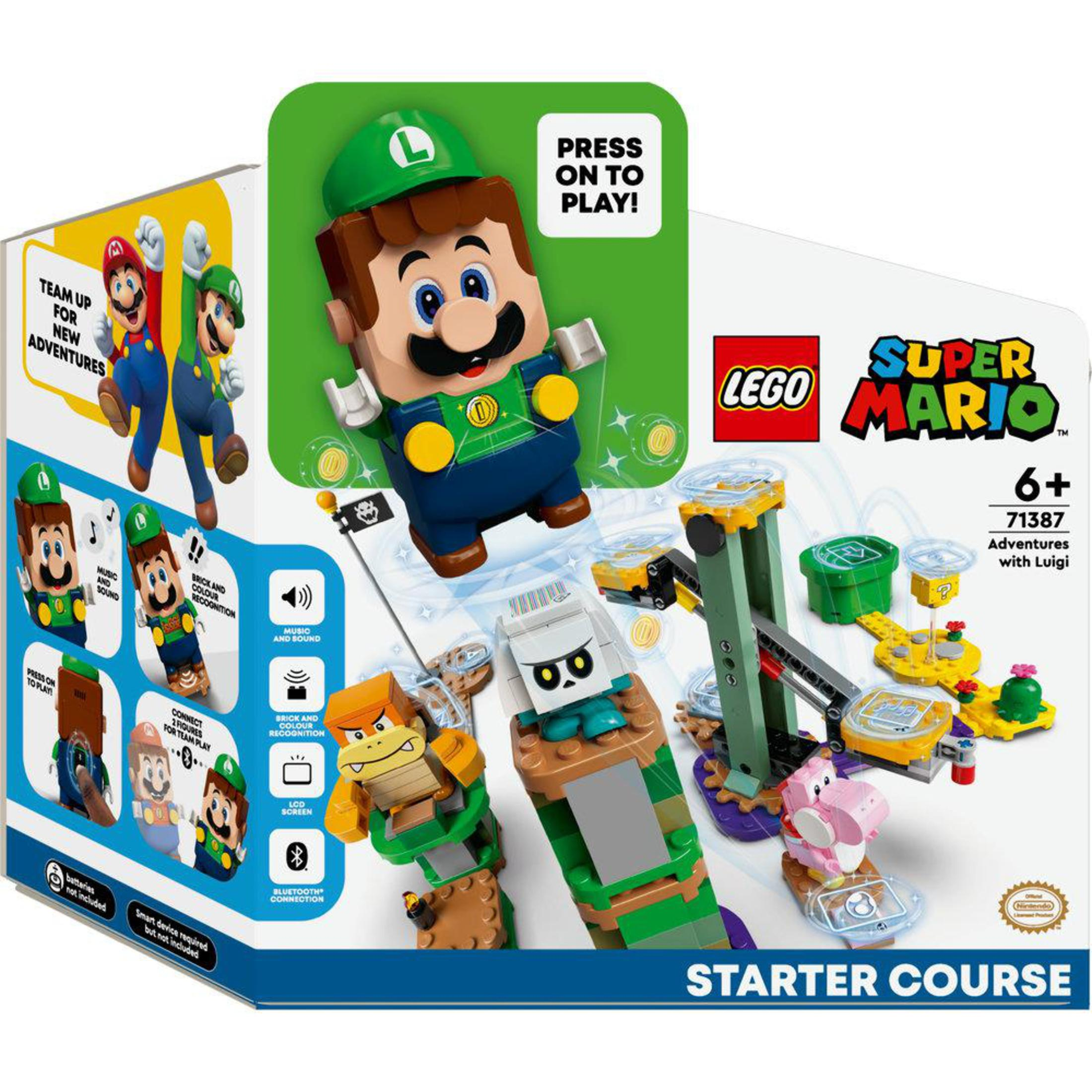 LEGO Super Mario Starterset-Box mit Figuren und Spielset.