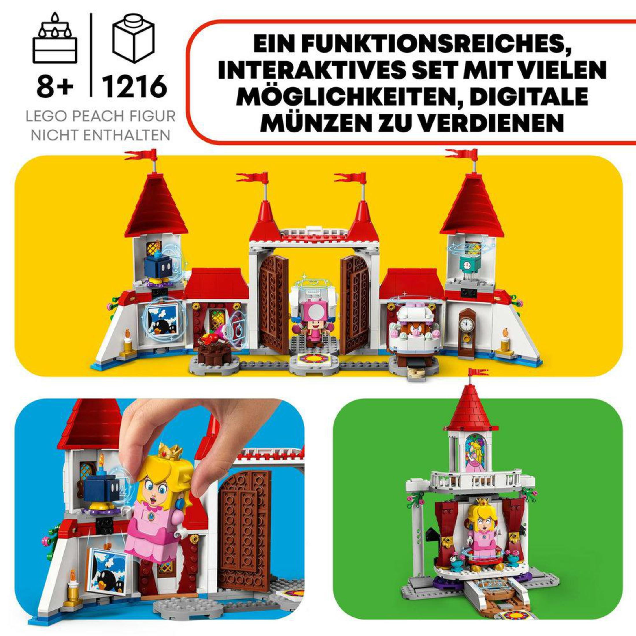 LEGO-set met kasteel, figuren en instructies. De set bevat een kasteel en figuren.