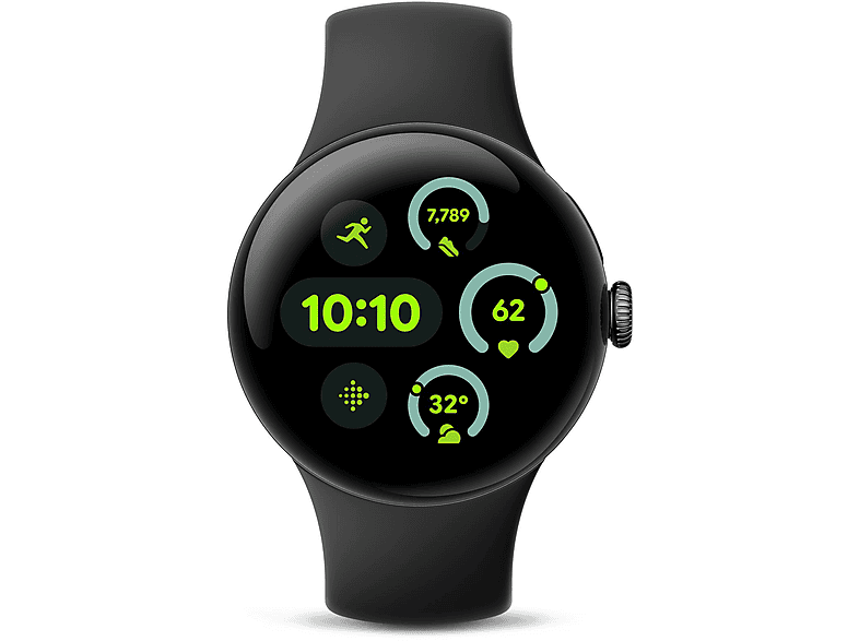 GOOGLE PIXEL WATCH 3 41MM/LTE/BLACK/BLACK Smartwatch Aluminium Fluorelastomer, 130–175 mm, 165–210 mm, Obsidian