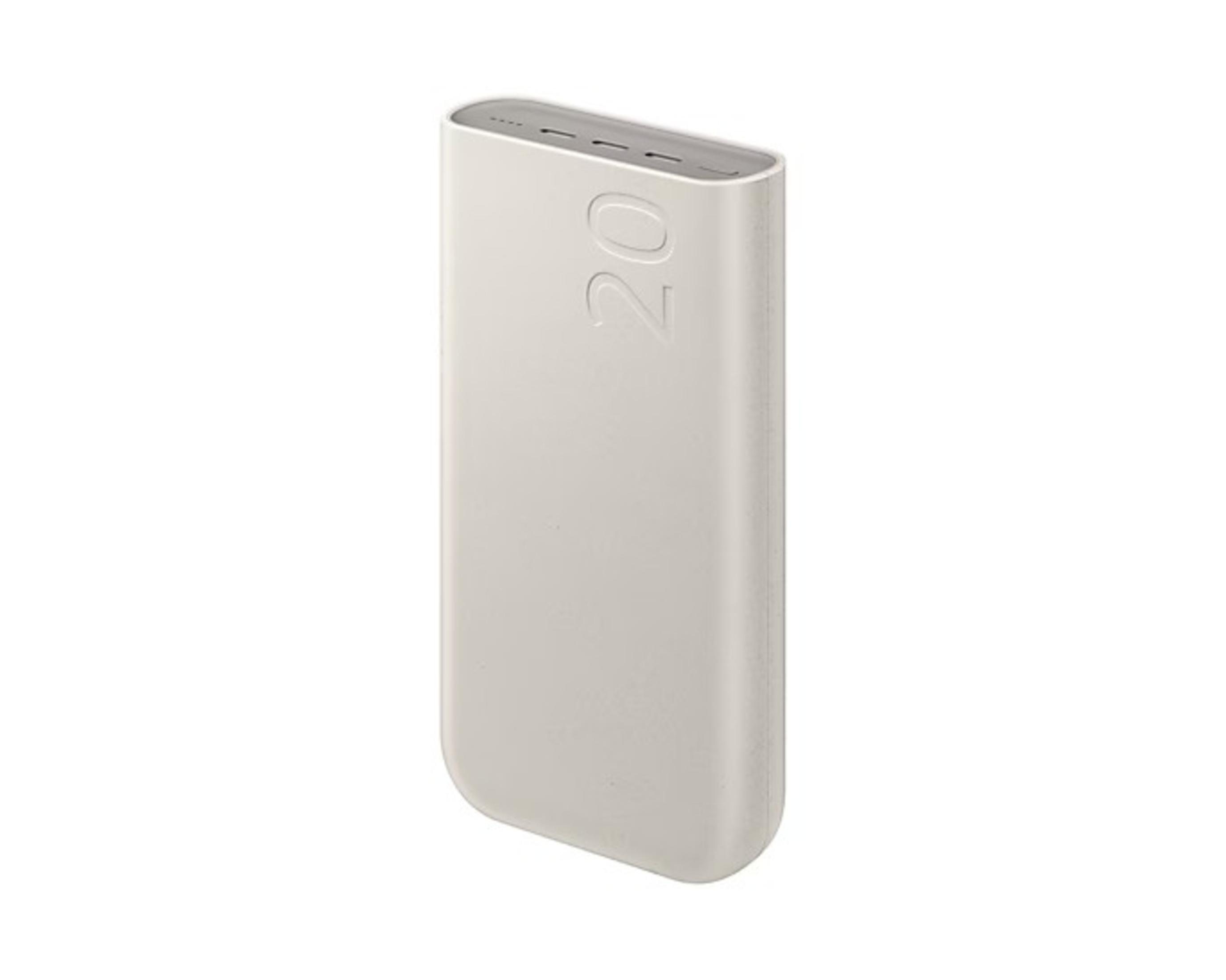 Un power bank bianco con il numero '20'.