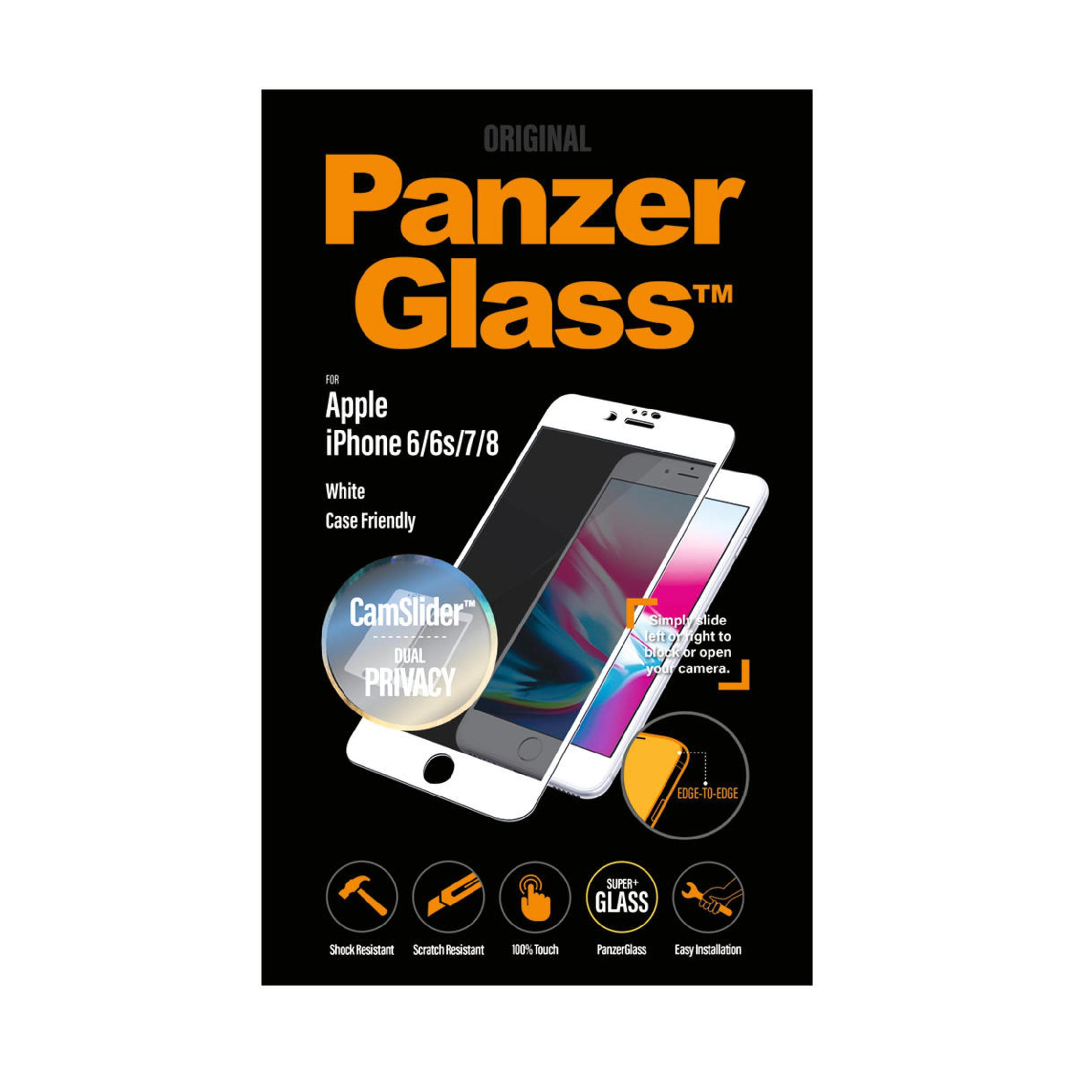 Confezione di protezione schermo PanzerGlass per Apple iPhone 6/6s/7/8. Bianco e compatibile con custodia, con doppia privacy e edge-to-edge.