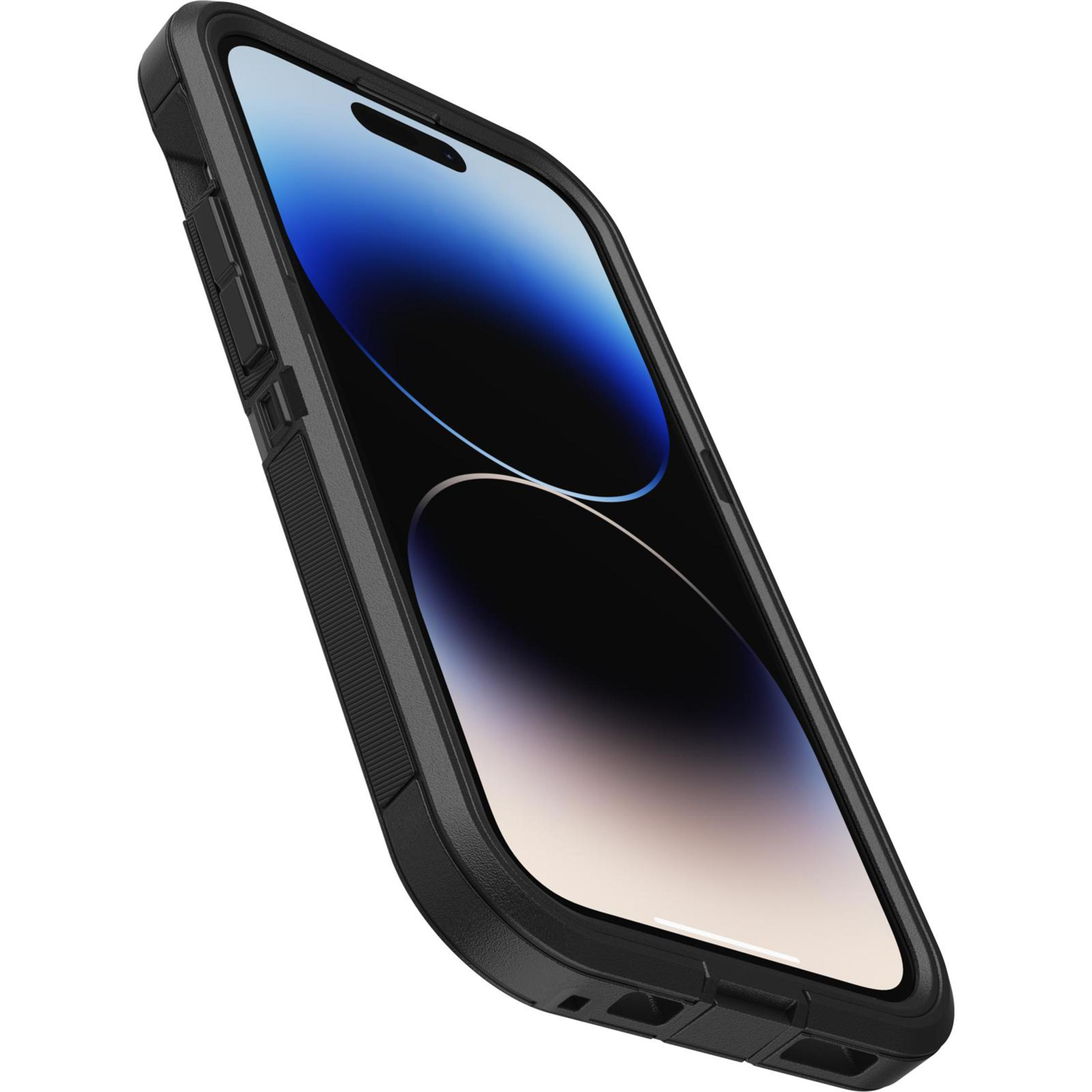 Black phone case with a black frame, a raised camera frame, and a screen on the side.