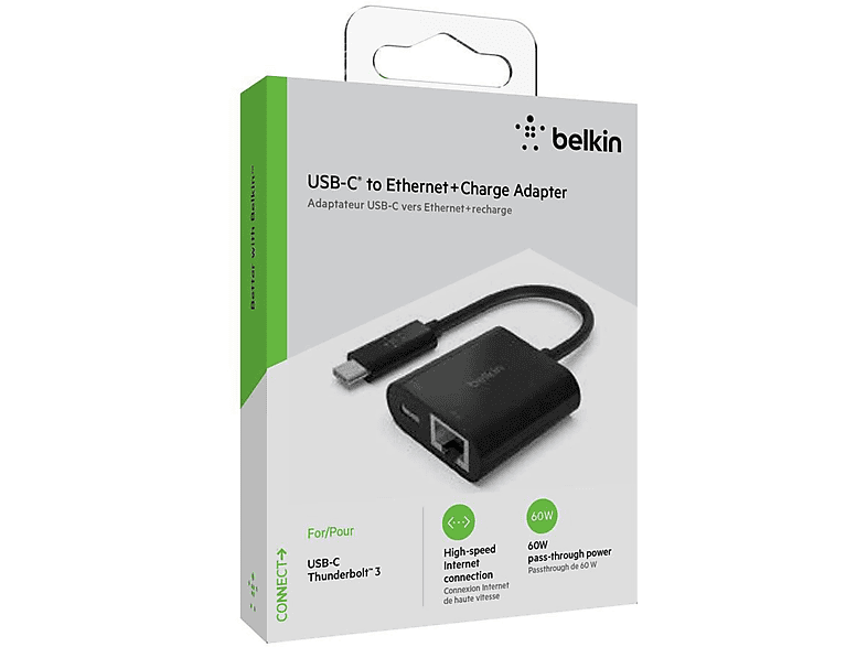BELKIN INC001BTBK CONNECT USB-C/ GB-ETH. 60W PD SCHWARZ RJ-45 Adapter ...