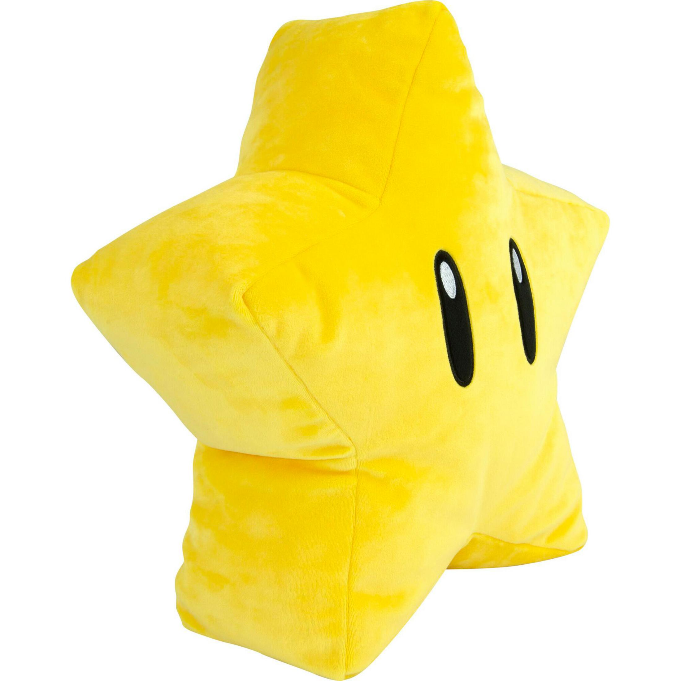 Peluche a forma di stella gialla con occhi e bocca neri. È un personaggio di Super Mario.