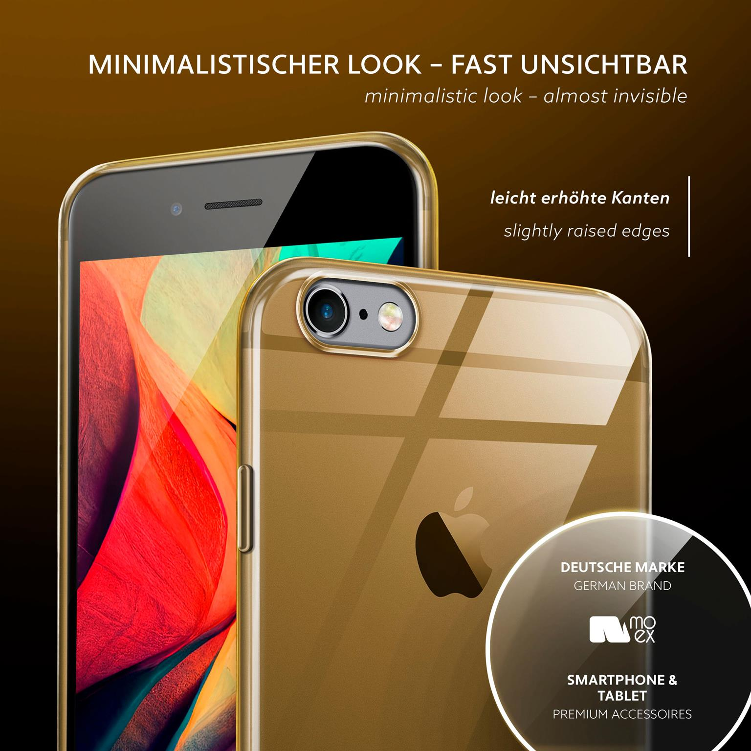Zwei Telefone mit transparenten Hüllen, die ein minimalistisches Design und erhöhte Kanten zeigen.