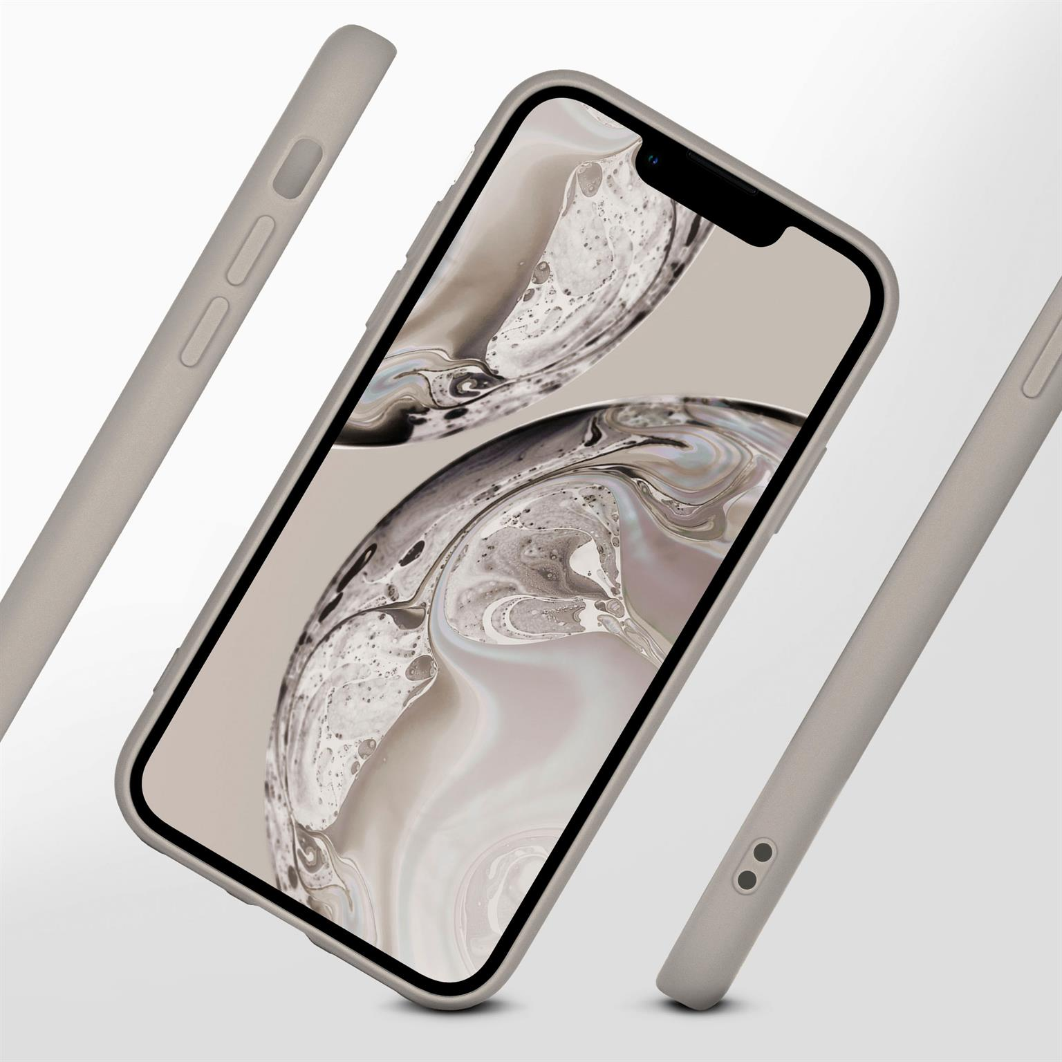 Telefon mit hellgrauer Hülle. Andere Gehäuseteile sind ebenfalls sichtbar.