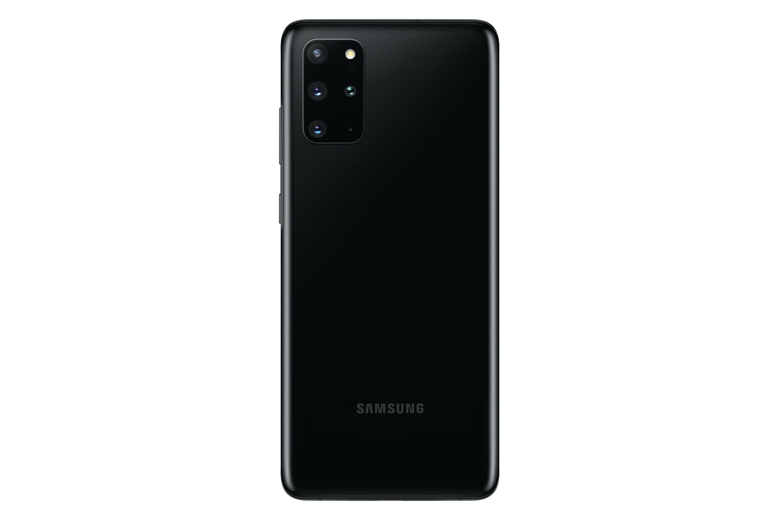 Die Rückseite eines schwarzen Samsung-Smartphones. Mehrere Kameras sind sichtbar. Das Samsung-Logo ist vorhanden.