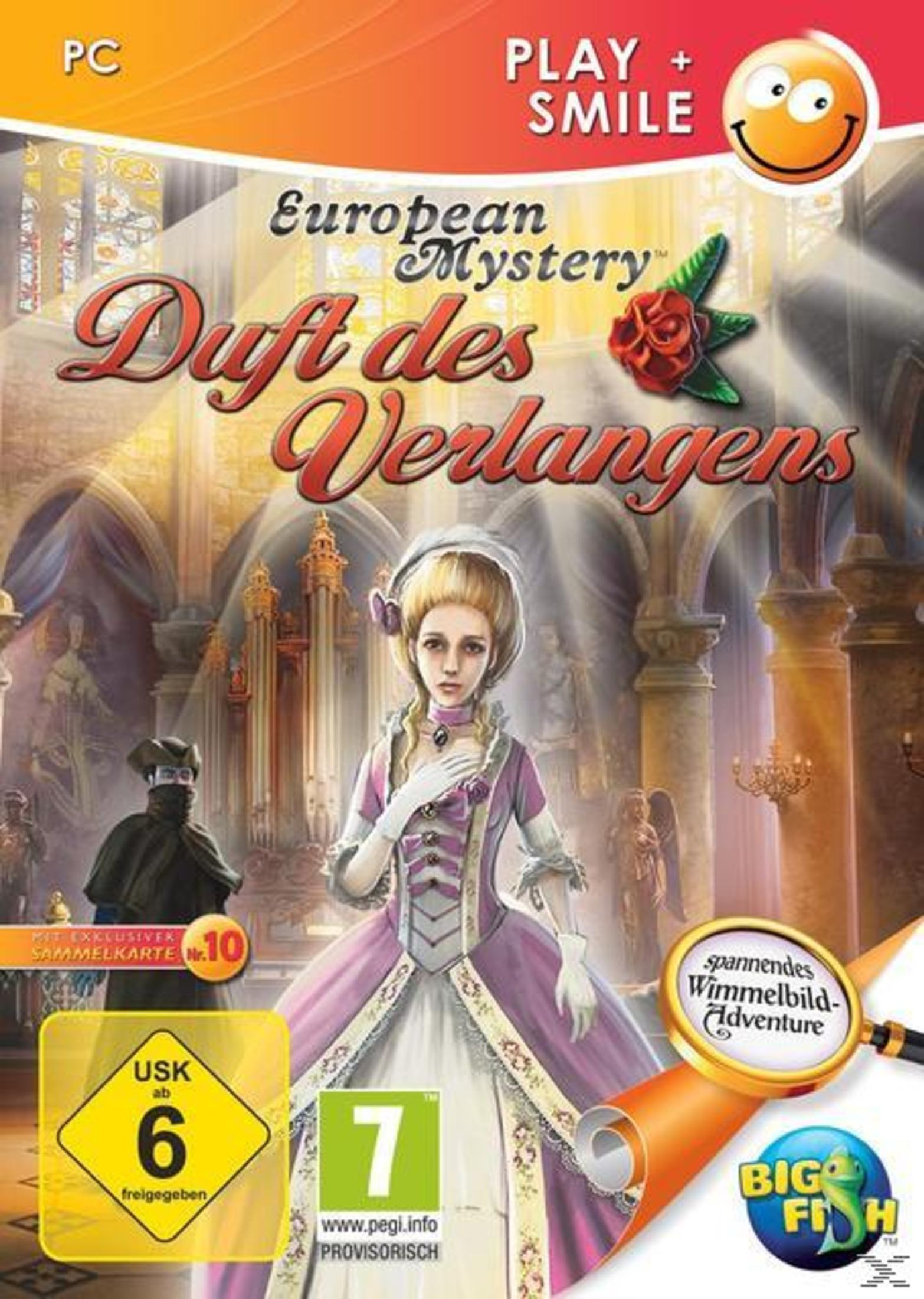 Spielverpackung für 'European Mystery: Duft des Verlangens'.