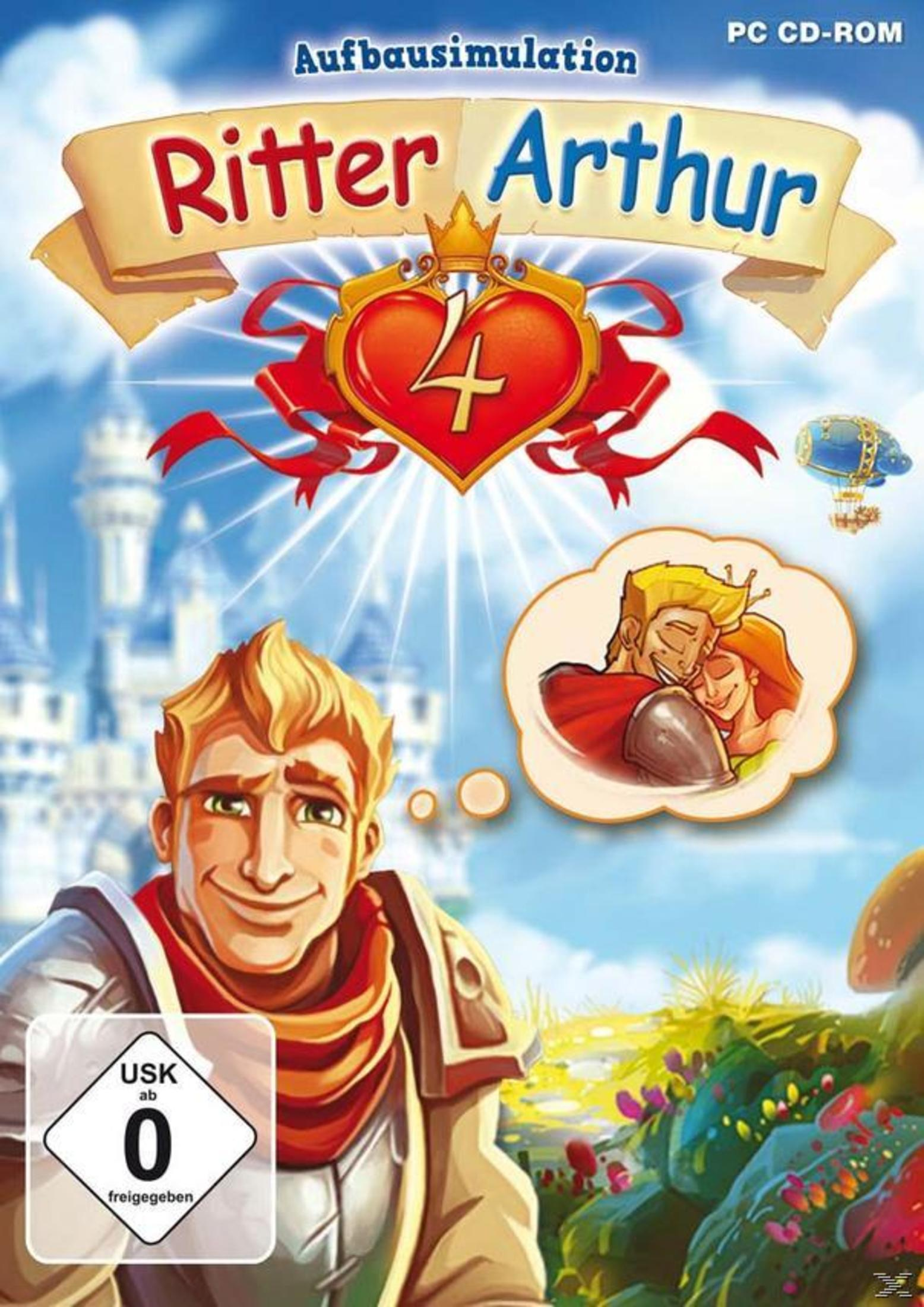 Cover des Spiels 'Ritter Arthur 4', das einen Ritter, den Spieletitel und eine Fantasieszene zeigt.