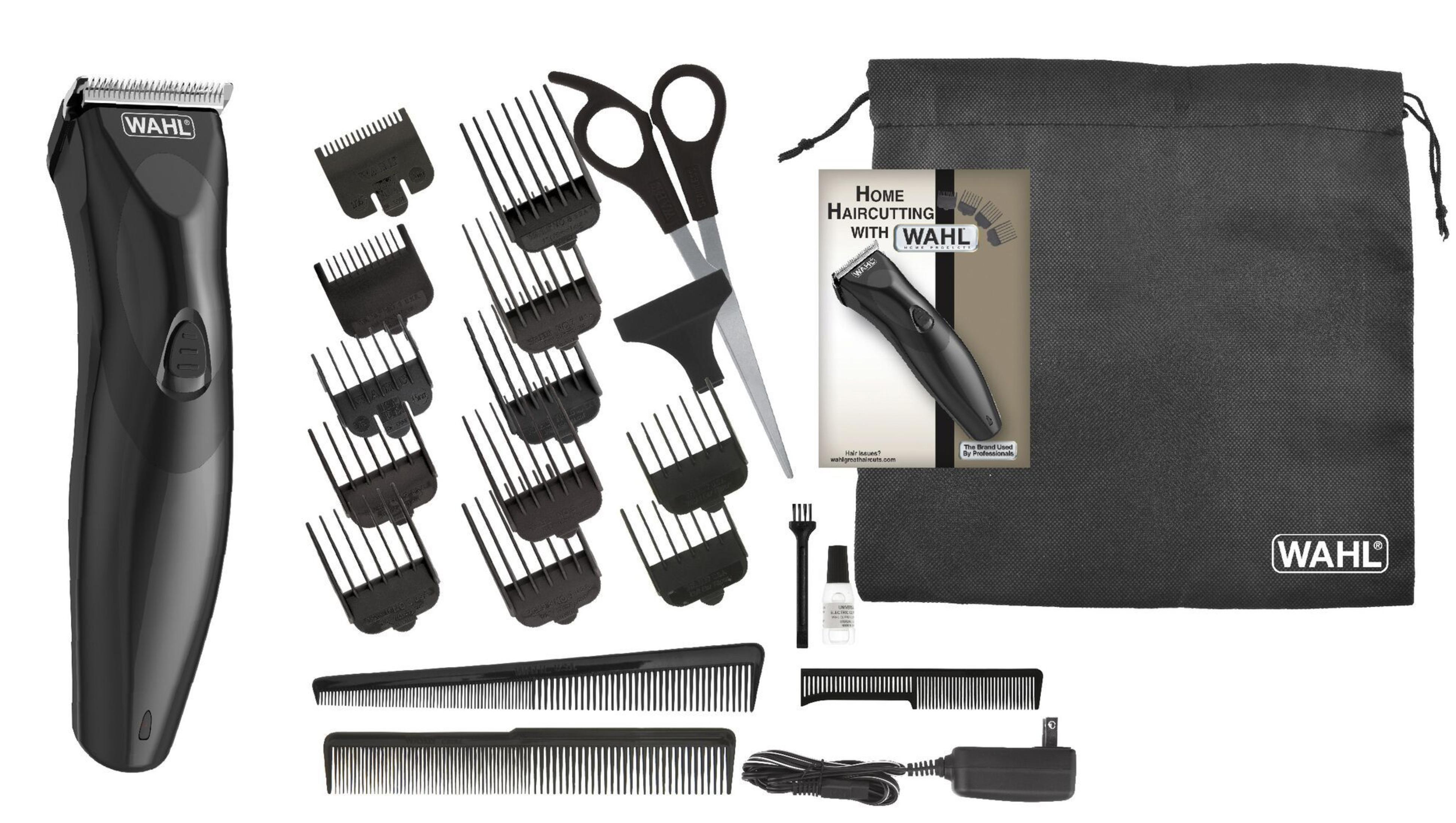 Wahl Haarschneide-Set mit Haarschneider, Aufsätzen, Kämmen und Zubehör.