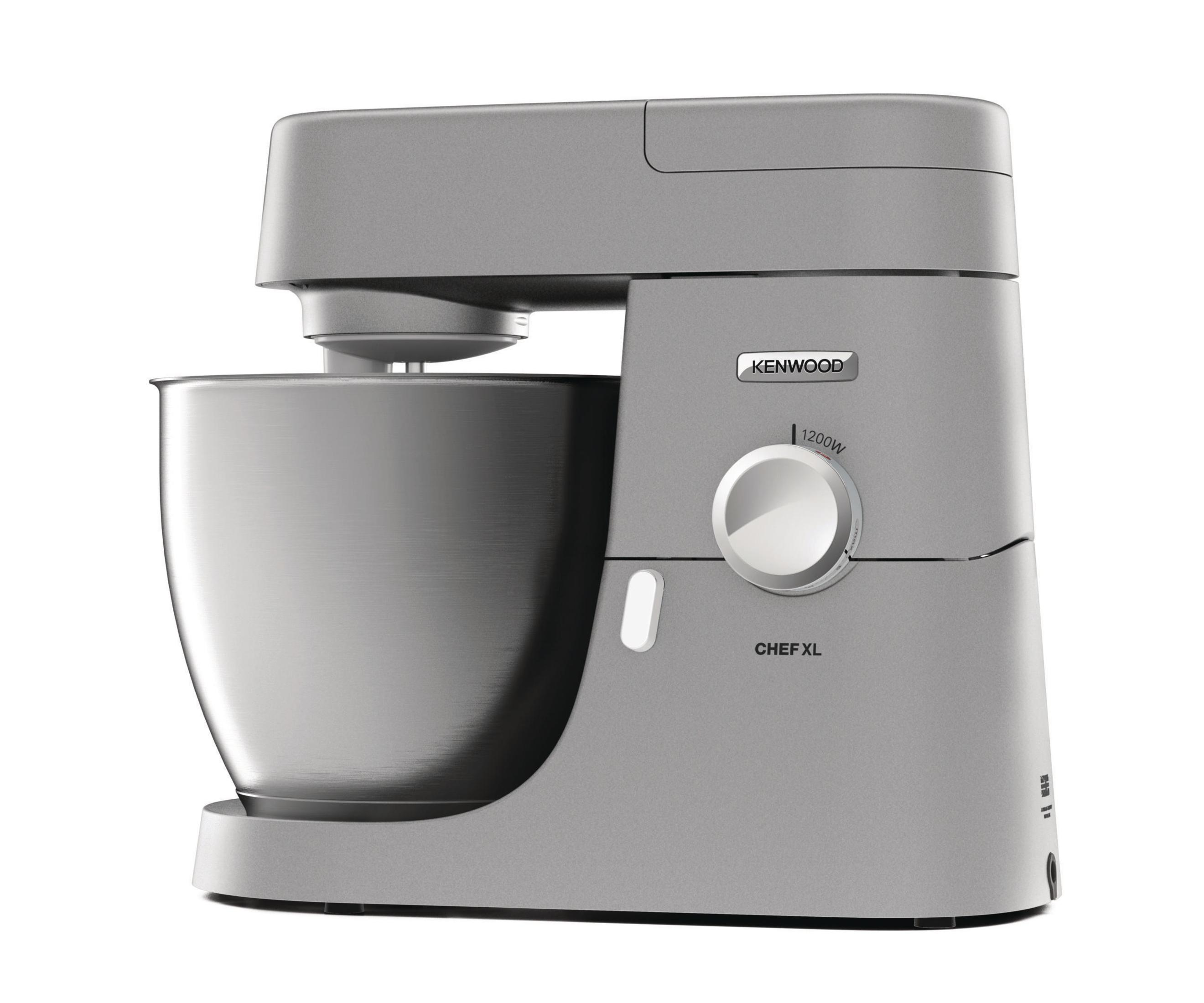 Silberfarbener Kenwood Chef XL Küchenmixer.
