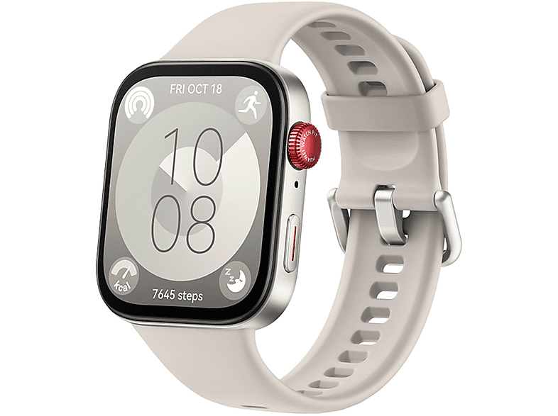 HUAWEI Watch Fit 3 Smartwatches Aluminiumlegierung Fluorelastomer-Armband, 130-210 mm, Weiß/Silber