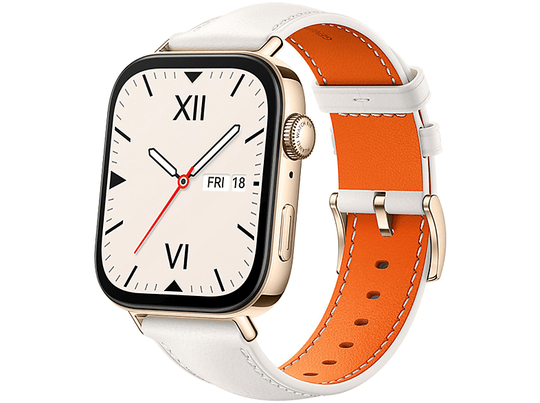 HUAWEI WATCH FIT 3 PEARL WHITE (SOLO-B19V) Smartwatches Aluminiumlegierung Fluorelastomer-Armband, 130-210 mm, Weiß/Gold