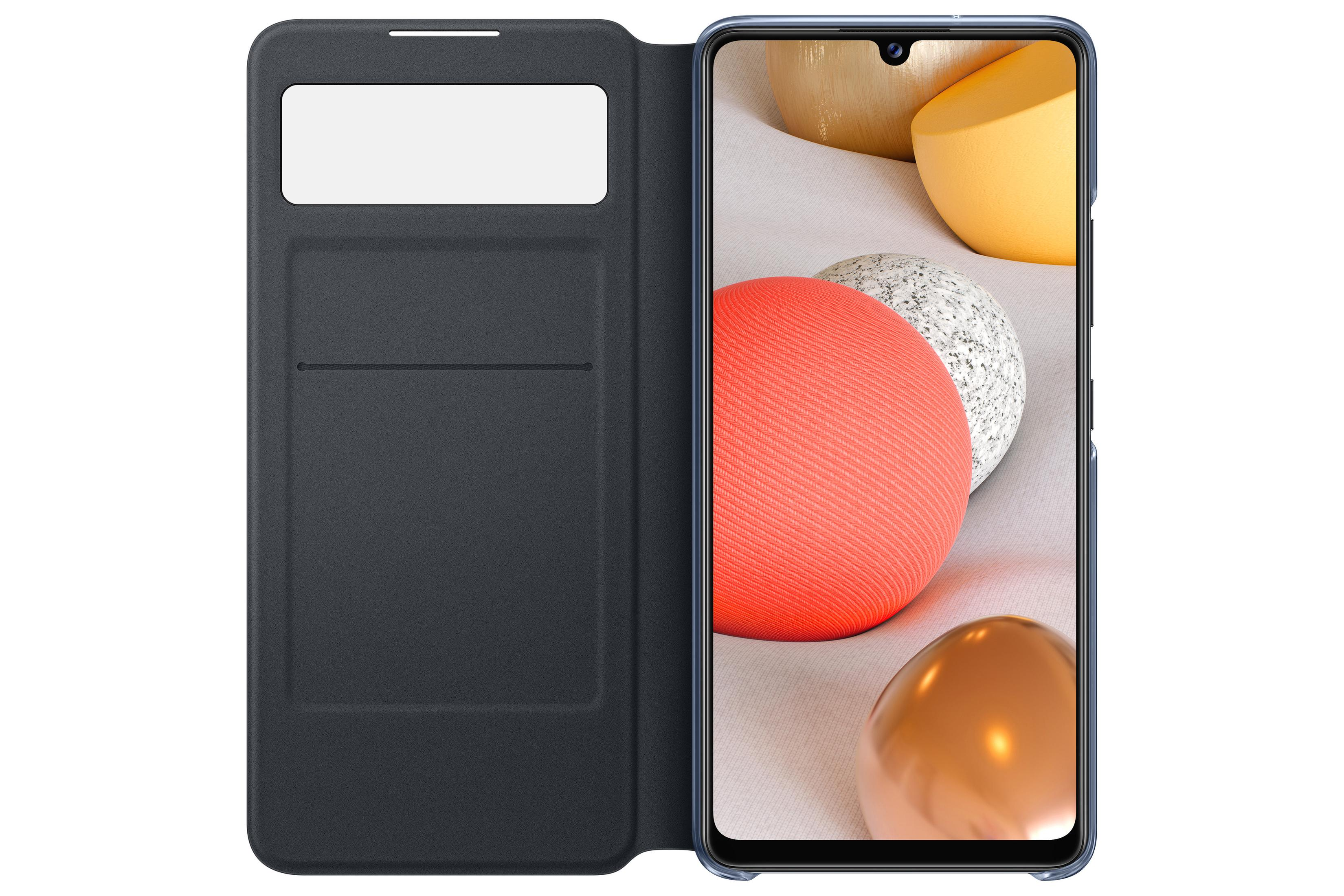 Geöffnete Handyhülle mit Telefon darin. Der Telefonbildschirm zeigt bunte Kugeln.