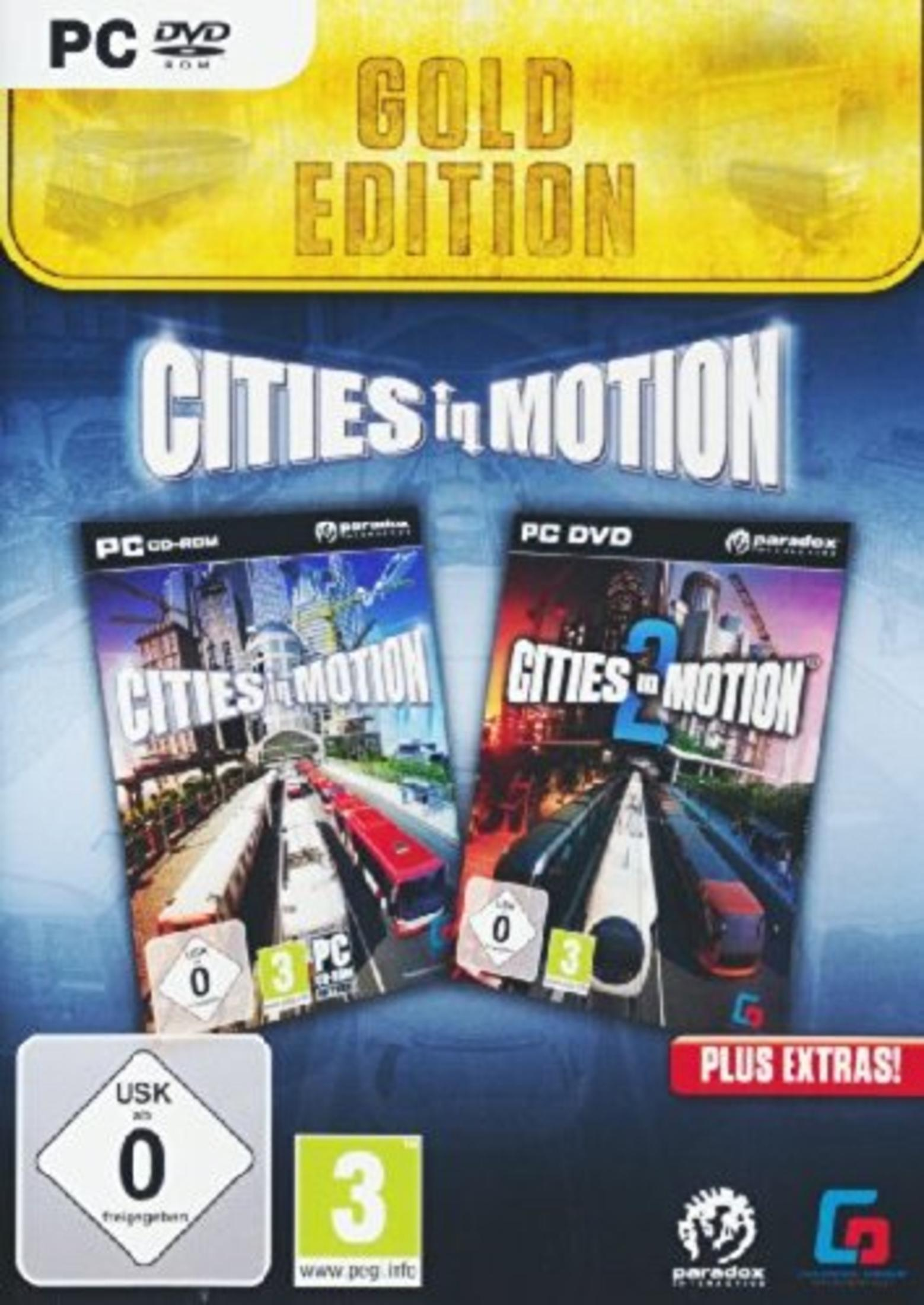 Cities in Motion Gold Edition Spielbox mit Spielcovern und Text darauf.
