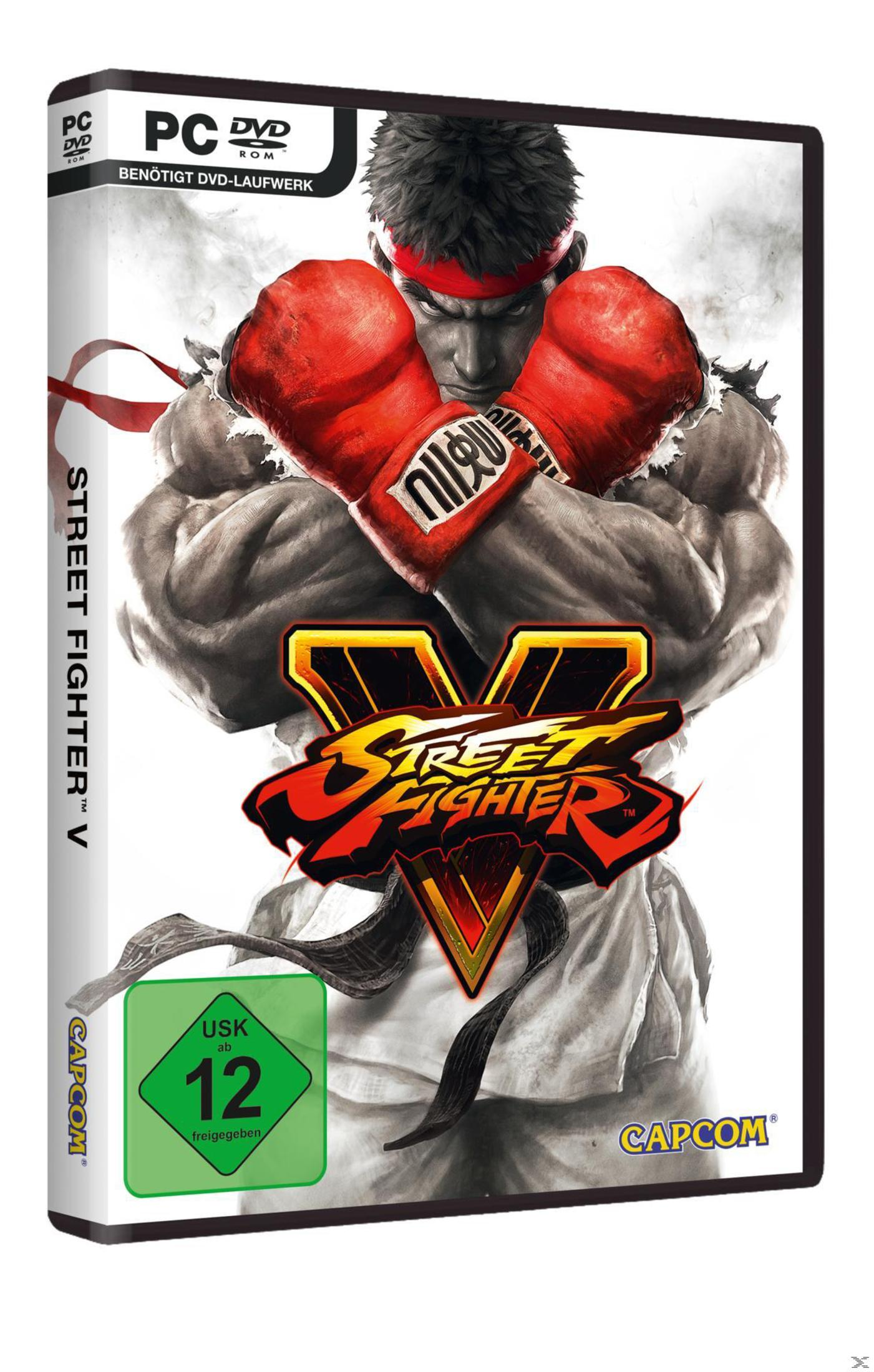 Street Fighter V Spielbox mit Ryu. Die Box befindet sich auf weißem Hintergrund.