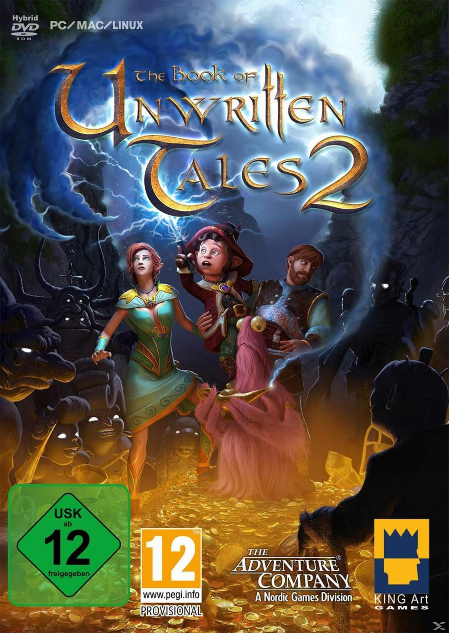 Ein Spielcover mit drei Charakteren, einem rosafarbenen Wesen und Text in mehreren Sprachen.