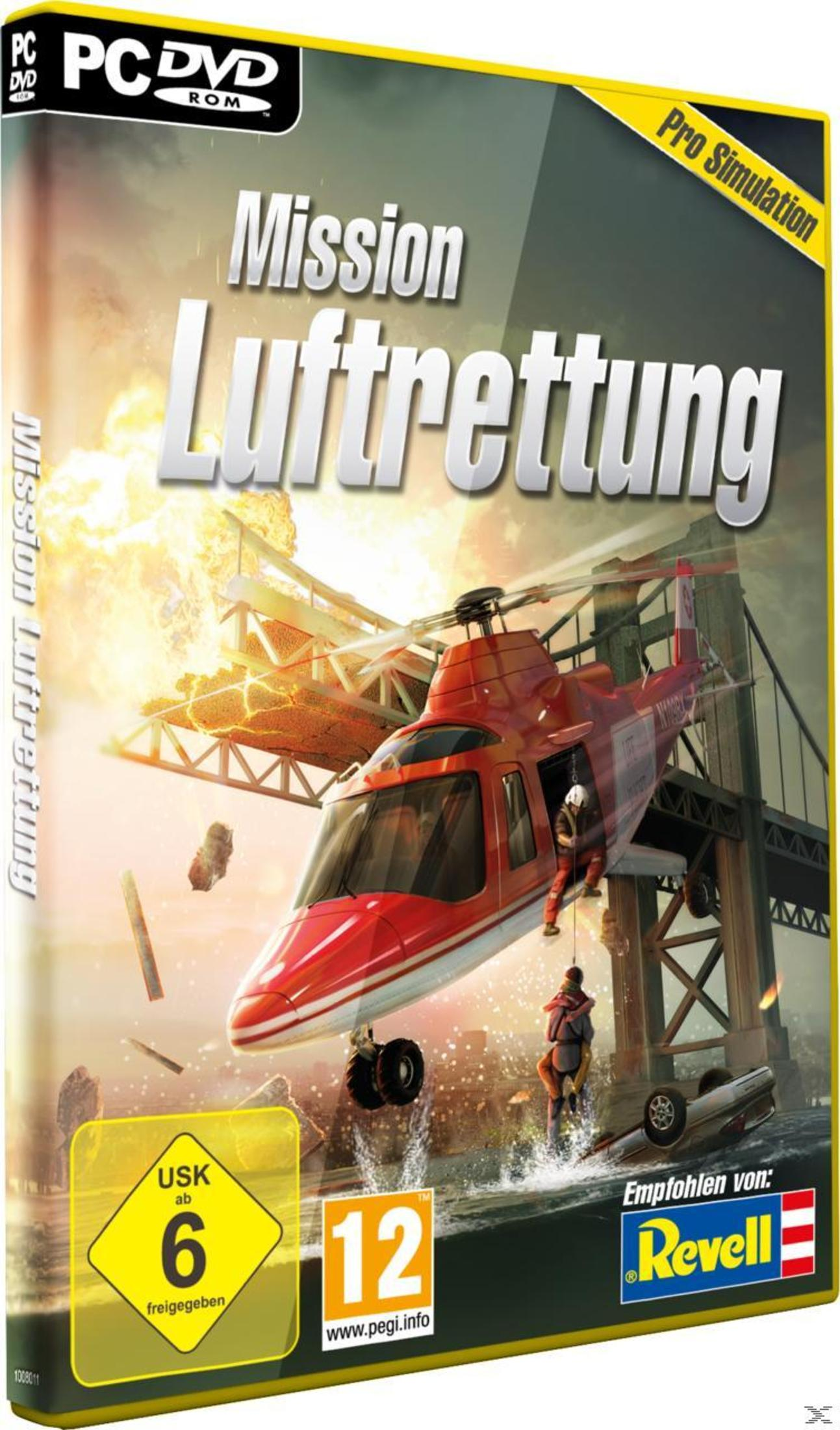 Spielbox: Mission Luftrettung. Hubschrauberrettung über einer Brücke. USK 6, pegi 12.