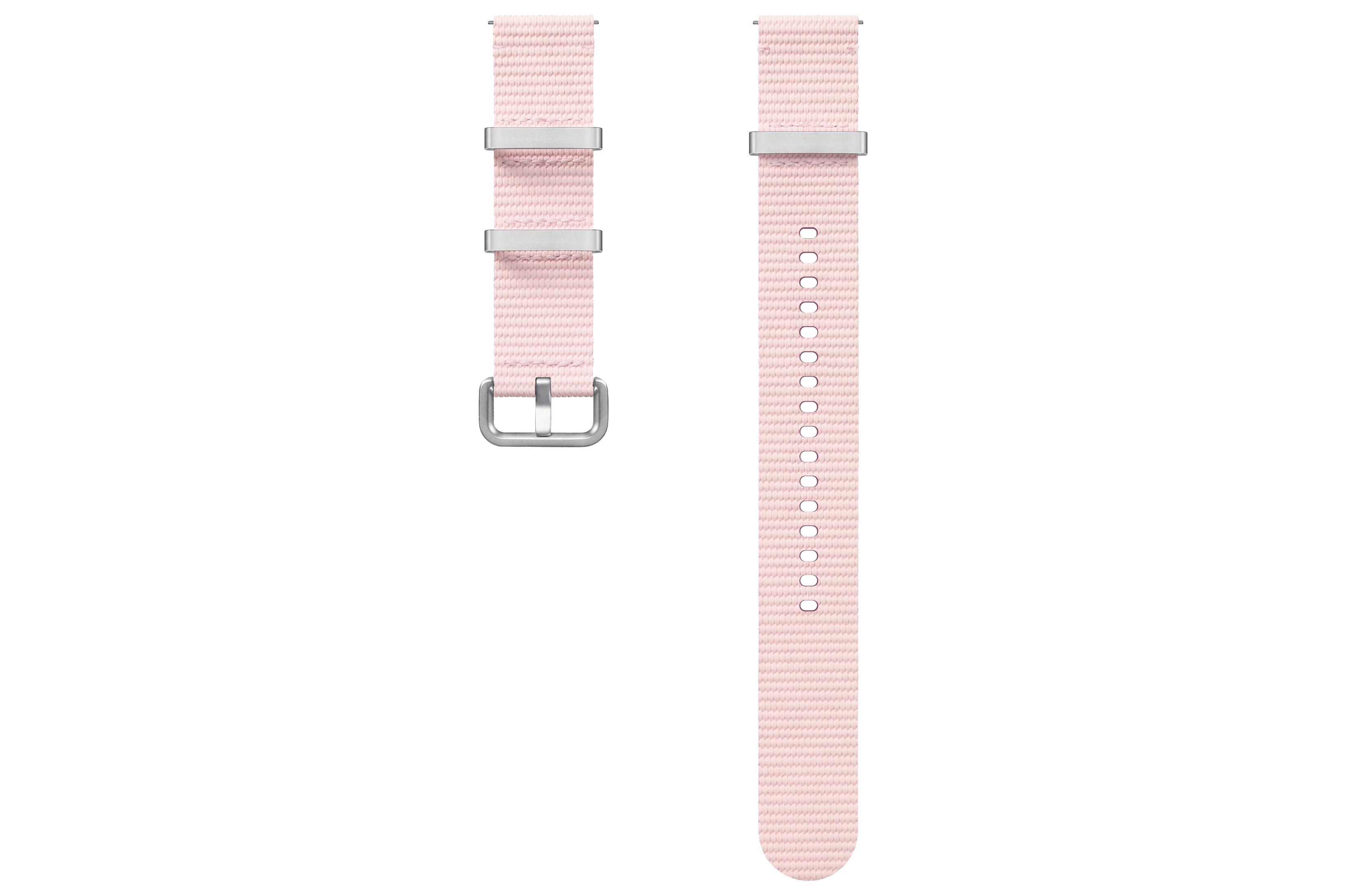 Correa de reloj rosa, dos partes. Incluye hebilla y anillos de acero inoxidable.