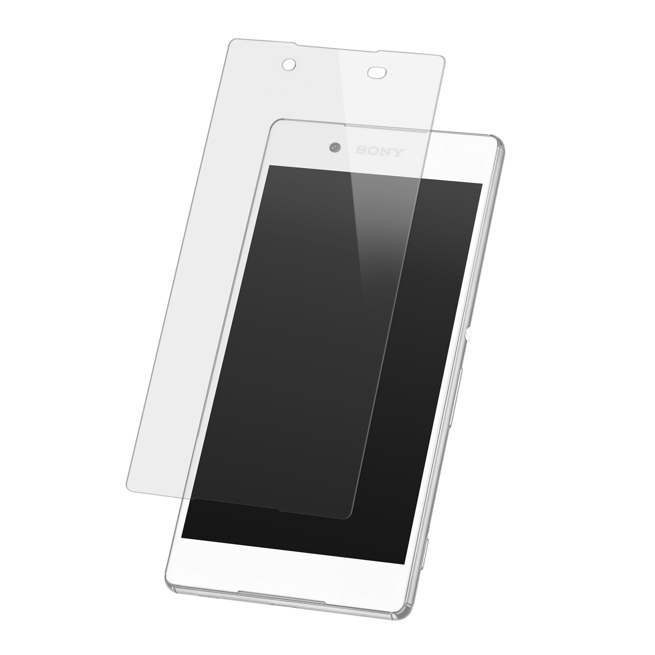 Smartphone bianco con protezione schermo sovrapposta.