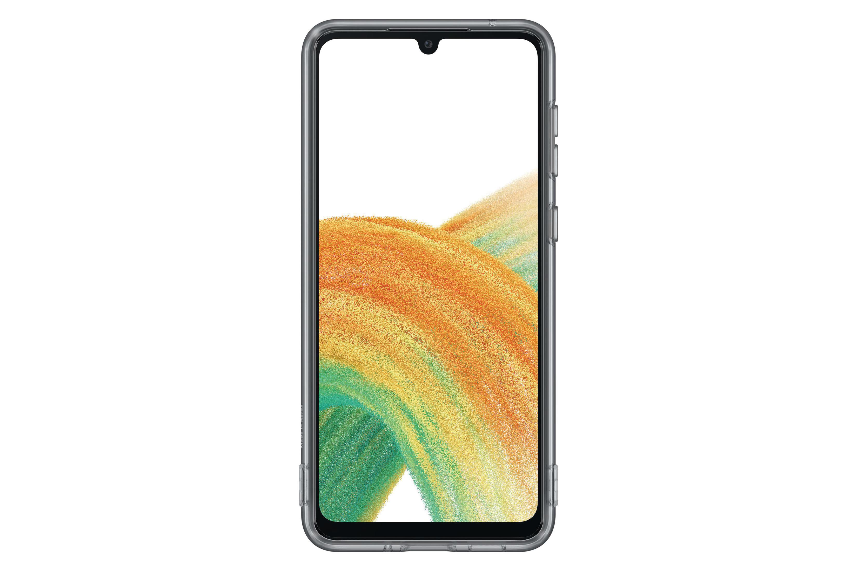 Ein Smartphone mit Hülle, auf weißem Hintergrund.