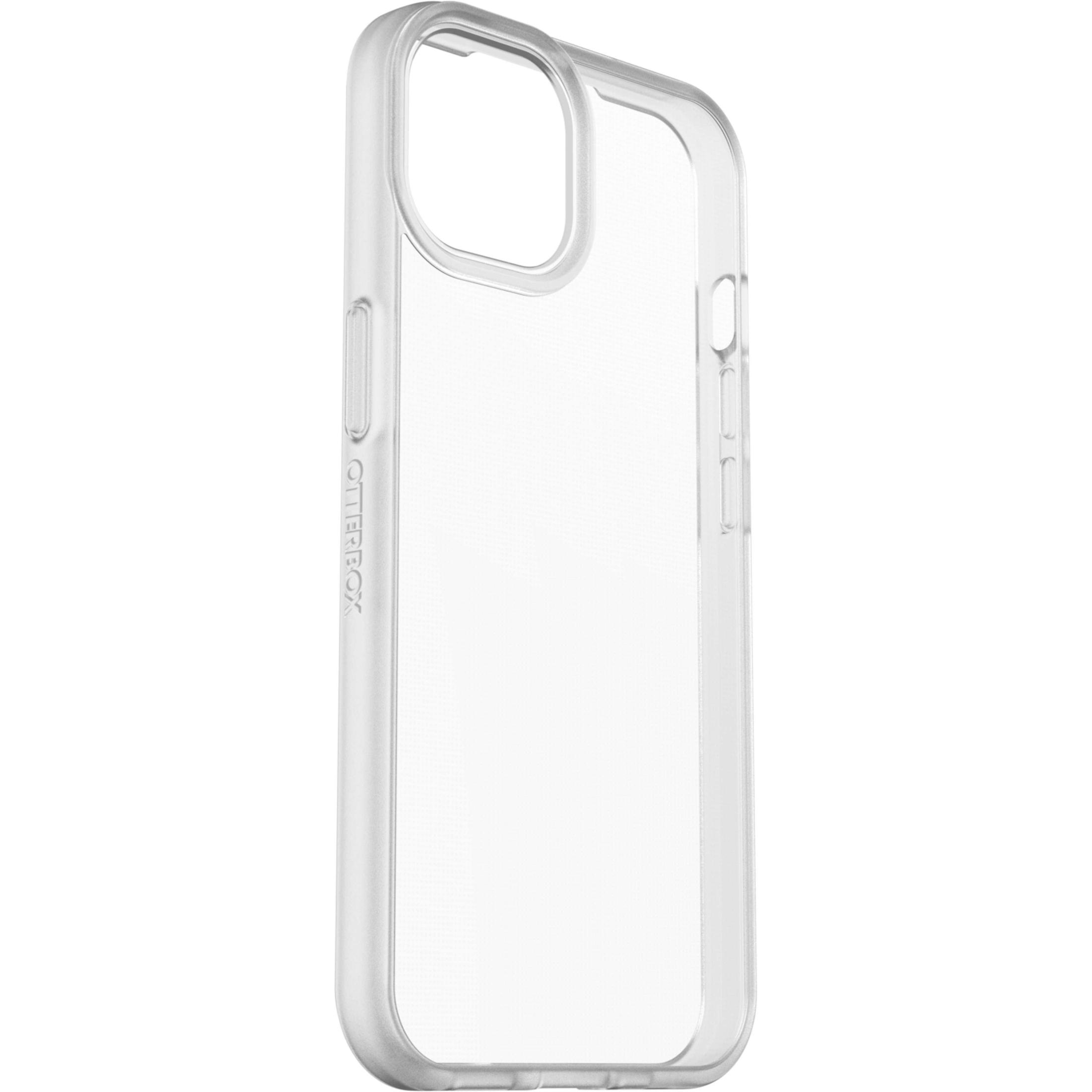Transparente Otterbox-Handyhülle, Seitenansicht, transparent, zeigt Telefonkontur.