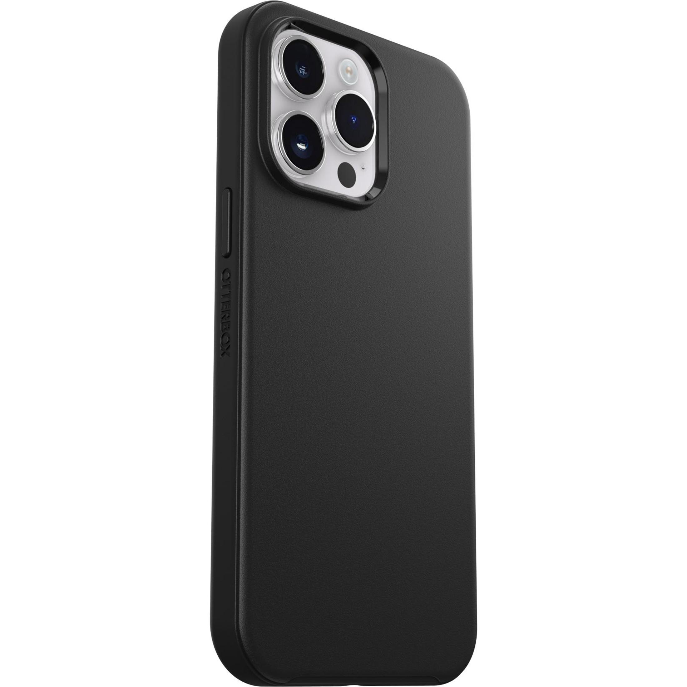 Zwarte telefoonhoes met drie cameralenzen en de merknaam Otterbox aan de zijkant.