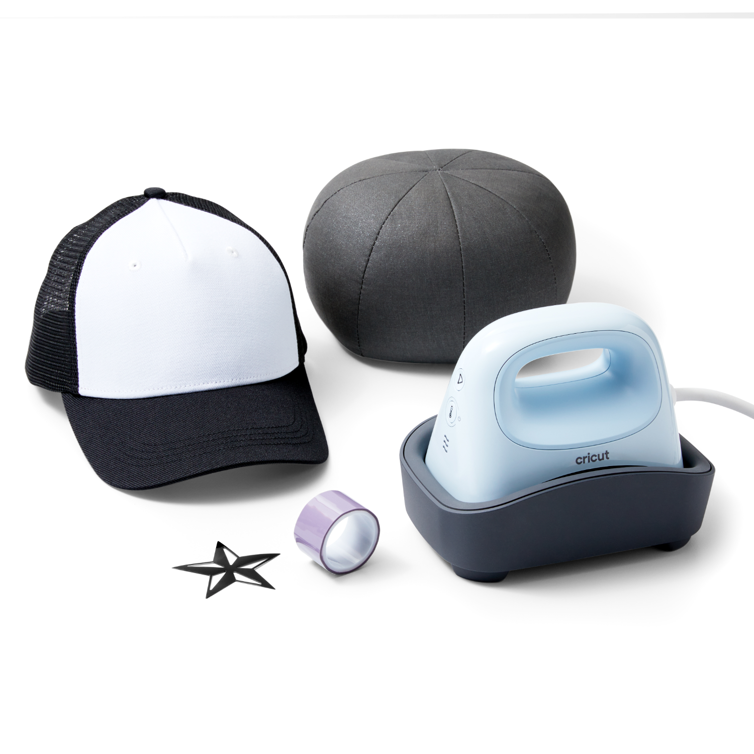 Cappello, cuscinetto per cappello, termopressa e materiali termoadesivi.