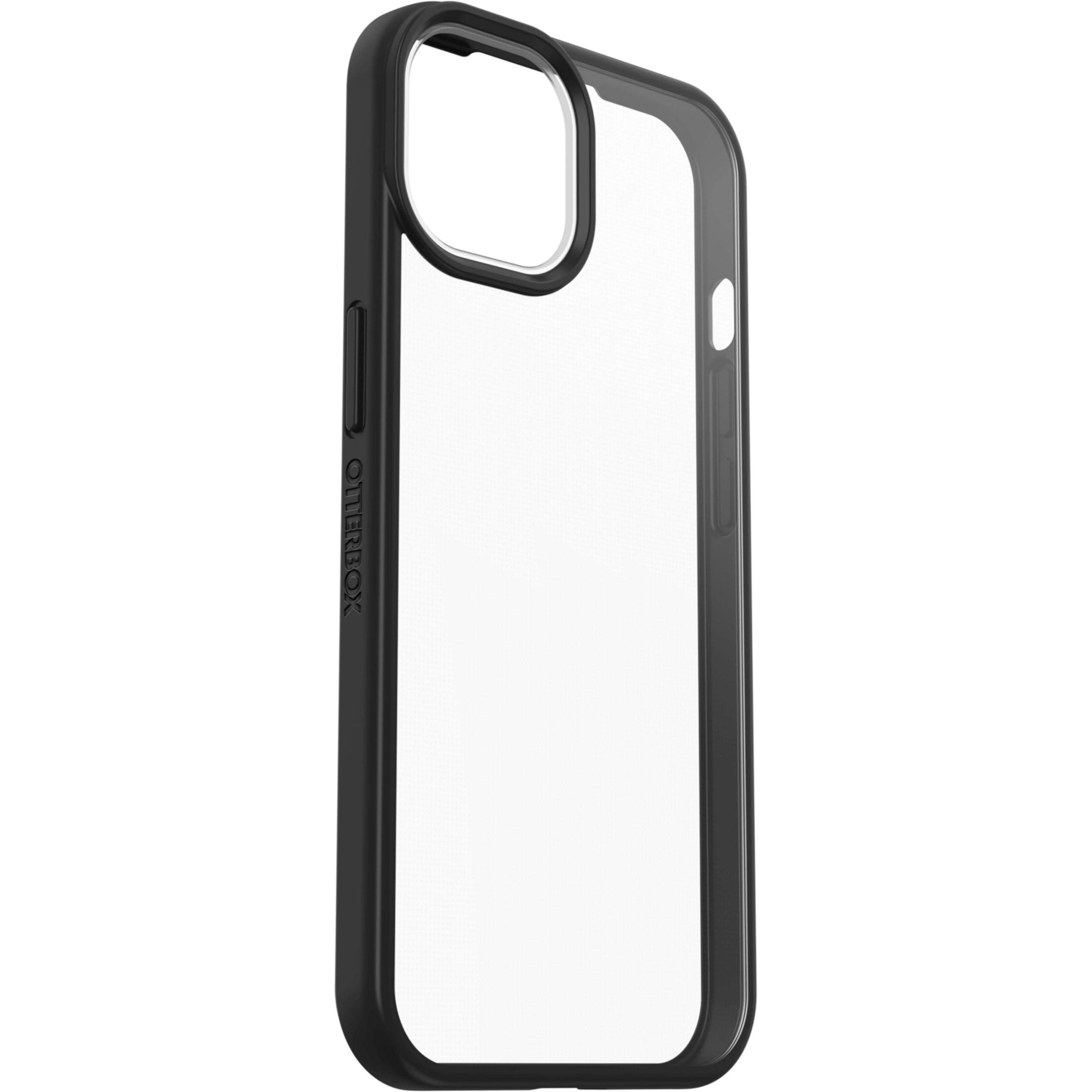Custodia Otterbox nera, centro trasparente. La custodia è vuota, mostrando il contorno su sfondo bianco.