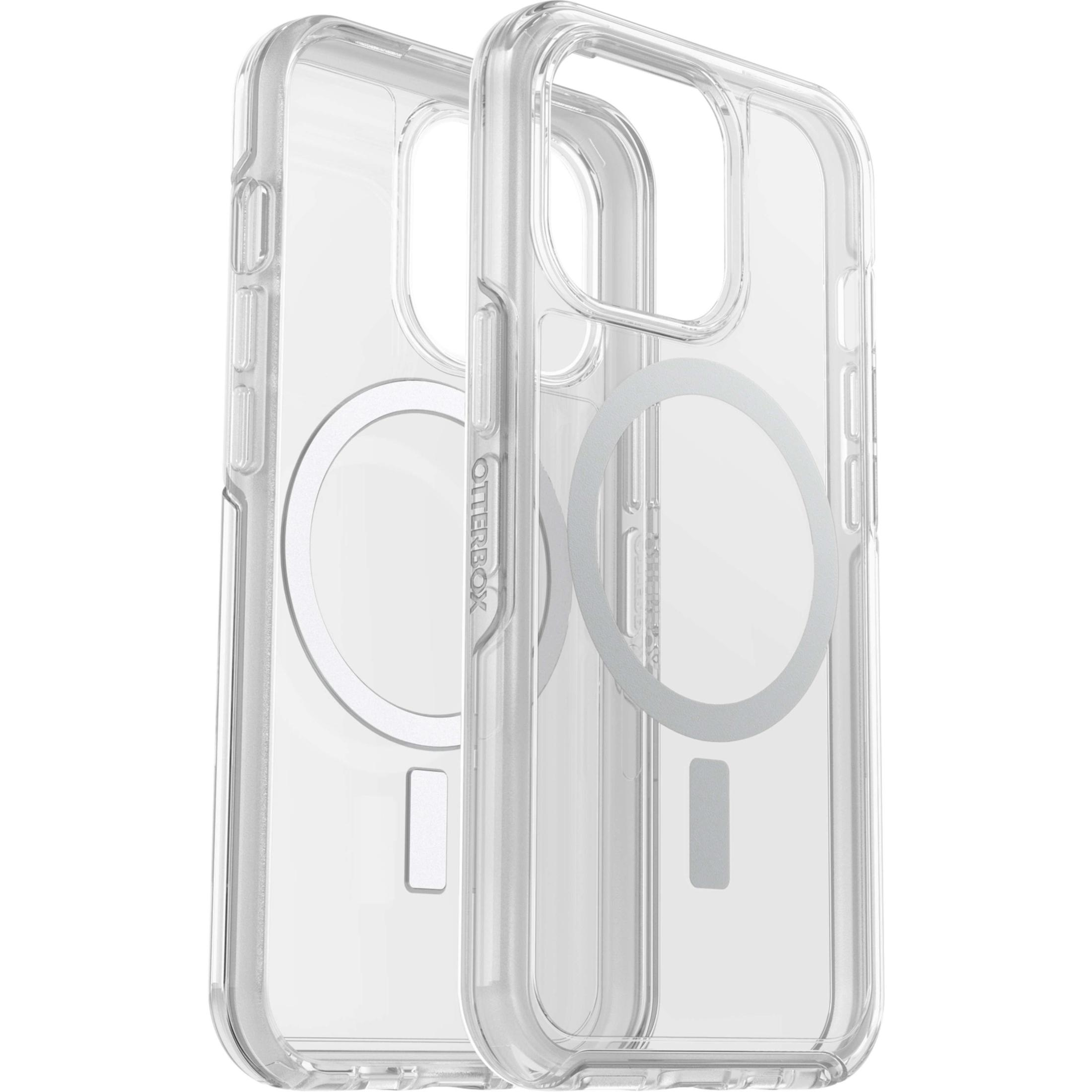 Transparante telefoonhoes met een magnetische ring. Transparante hoes, witte ring.
