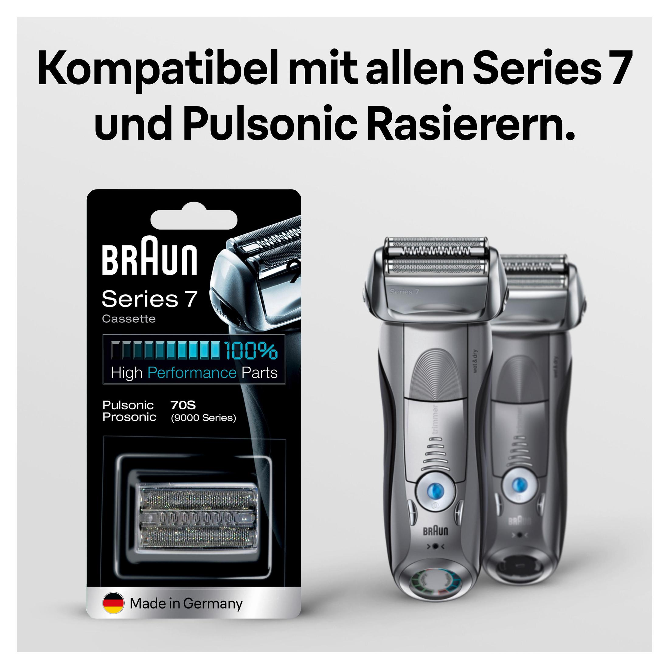 Rasoir électrique Braun Series 7, avec une cassette de rechange et deux rasoirs.
