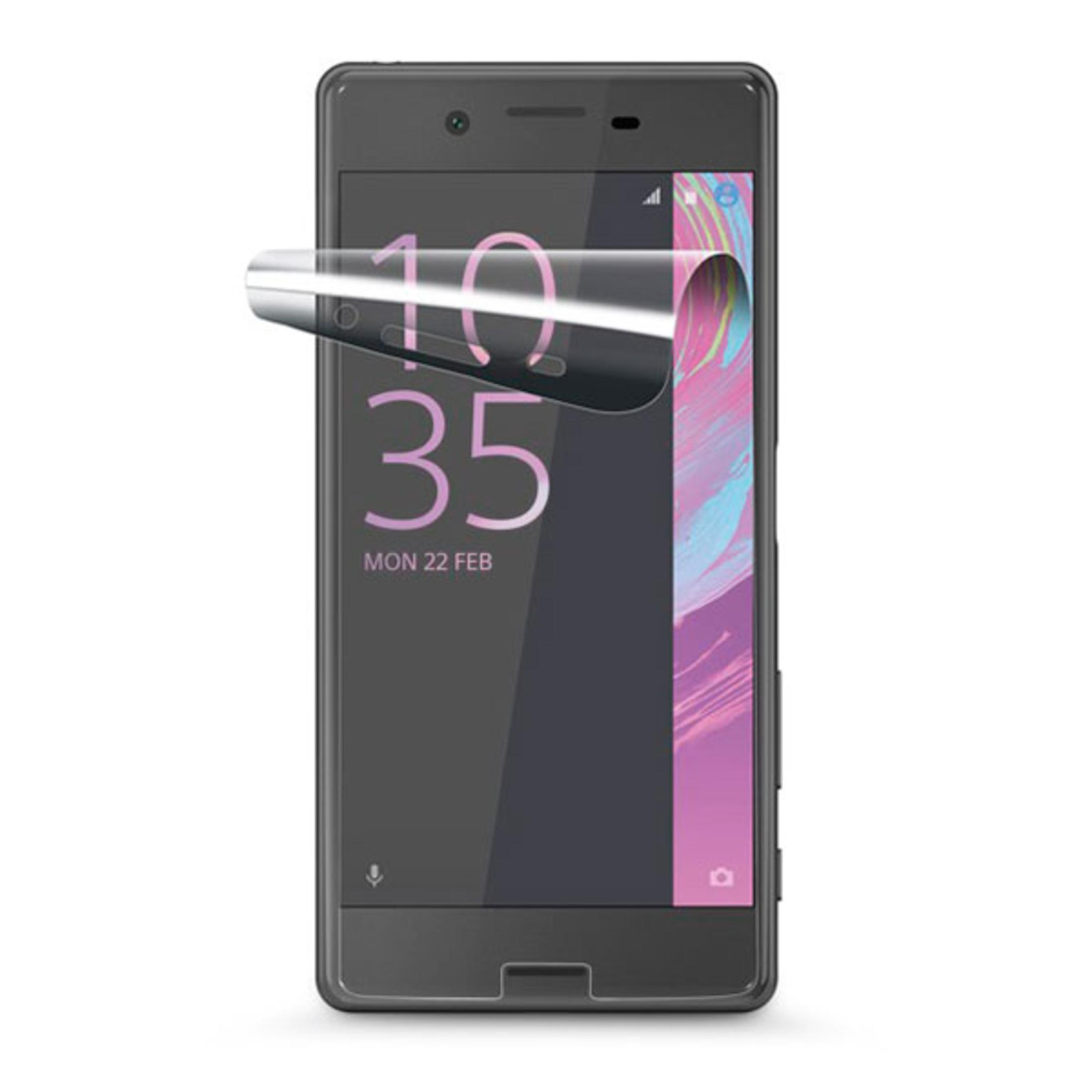 Uno smartphone nero con una protezione schermo che si stacca, mostra data e ora.