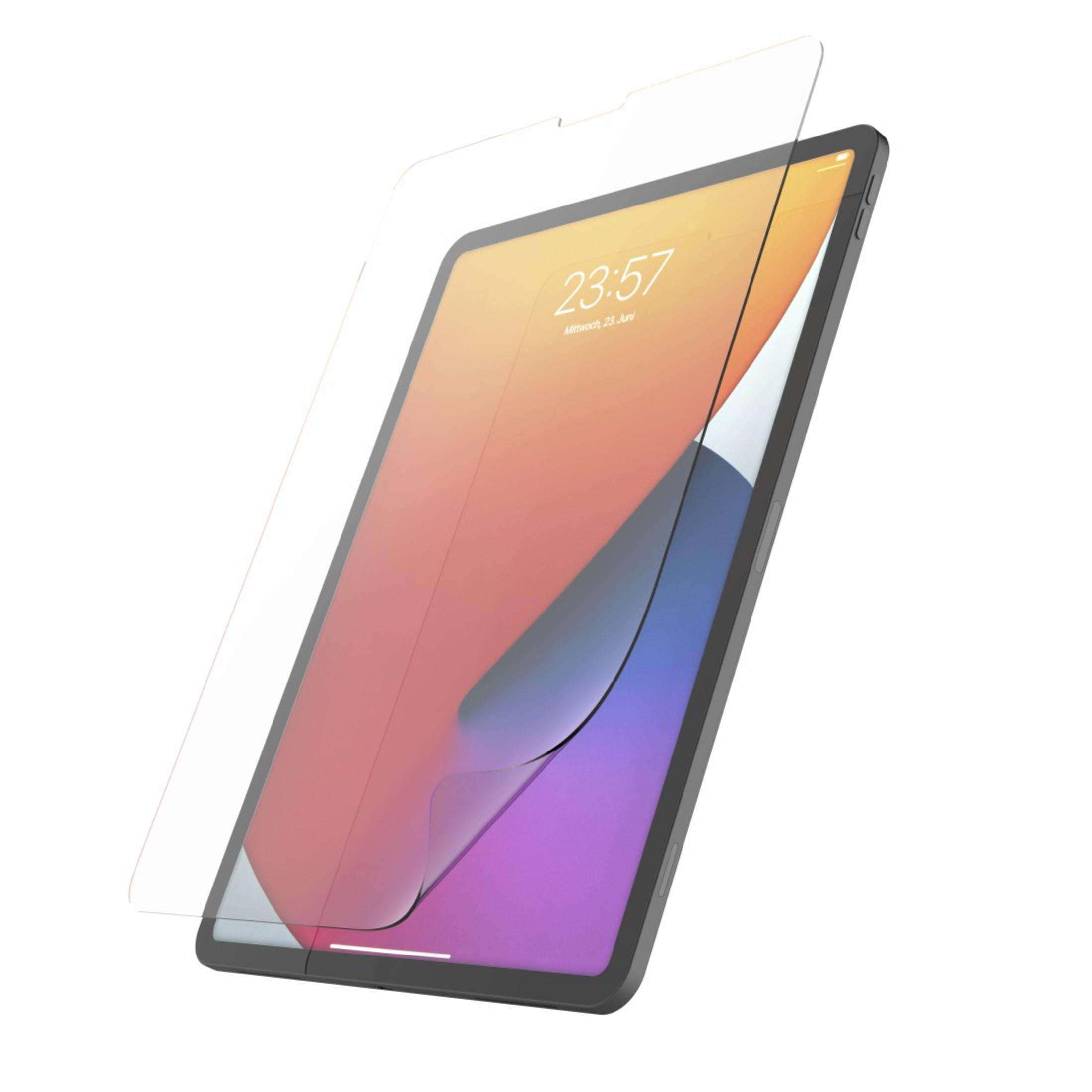 Tablet con protezione schermo. La protezione viene applicata.