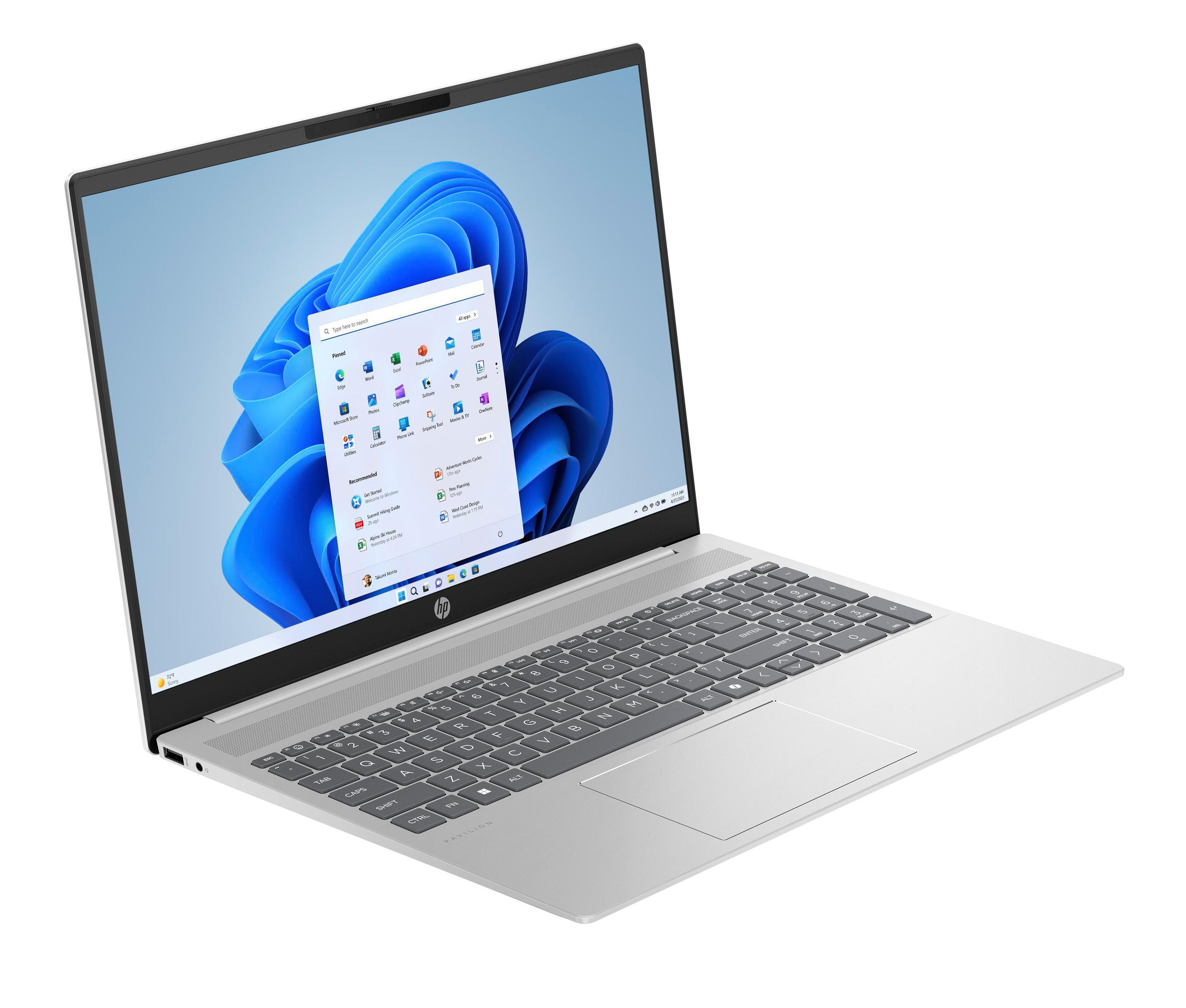 Ein Mann sitzt auf Treppen und benutzt einen Laptop mit Text über Akku und Streaming.