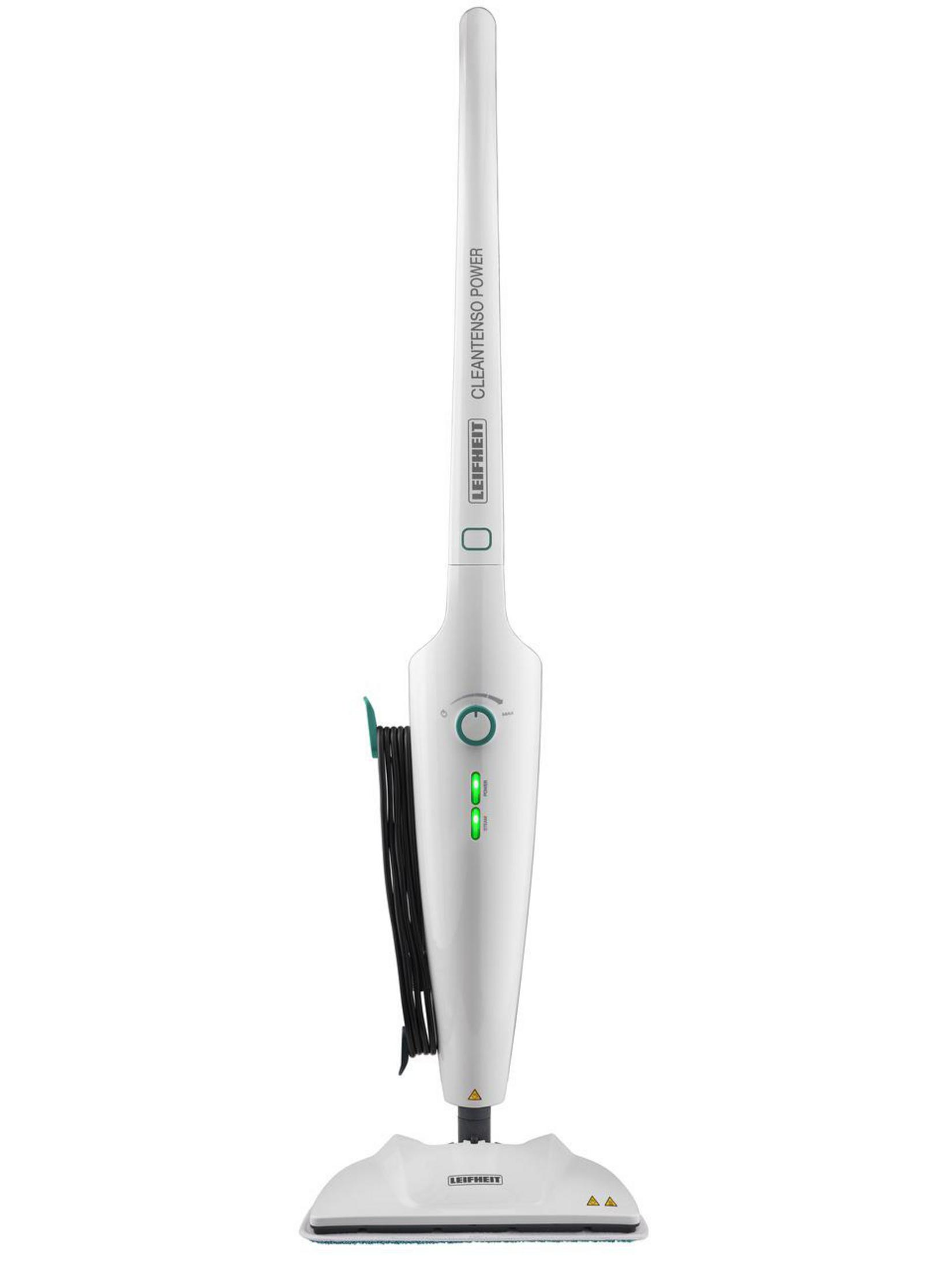 Biały środek do czyszczenia parą. Białe tło.