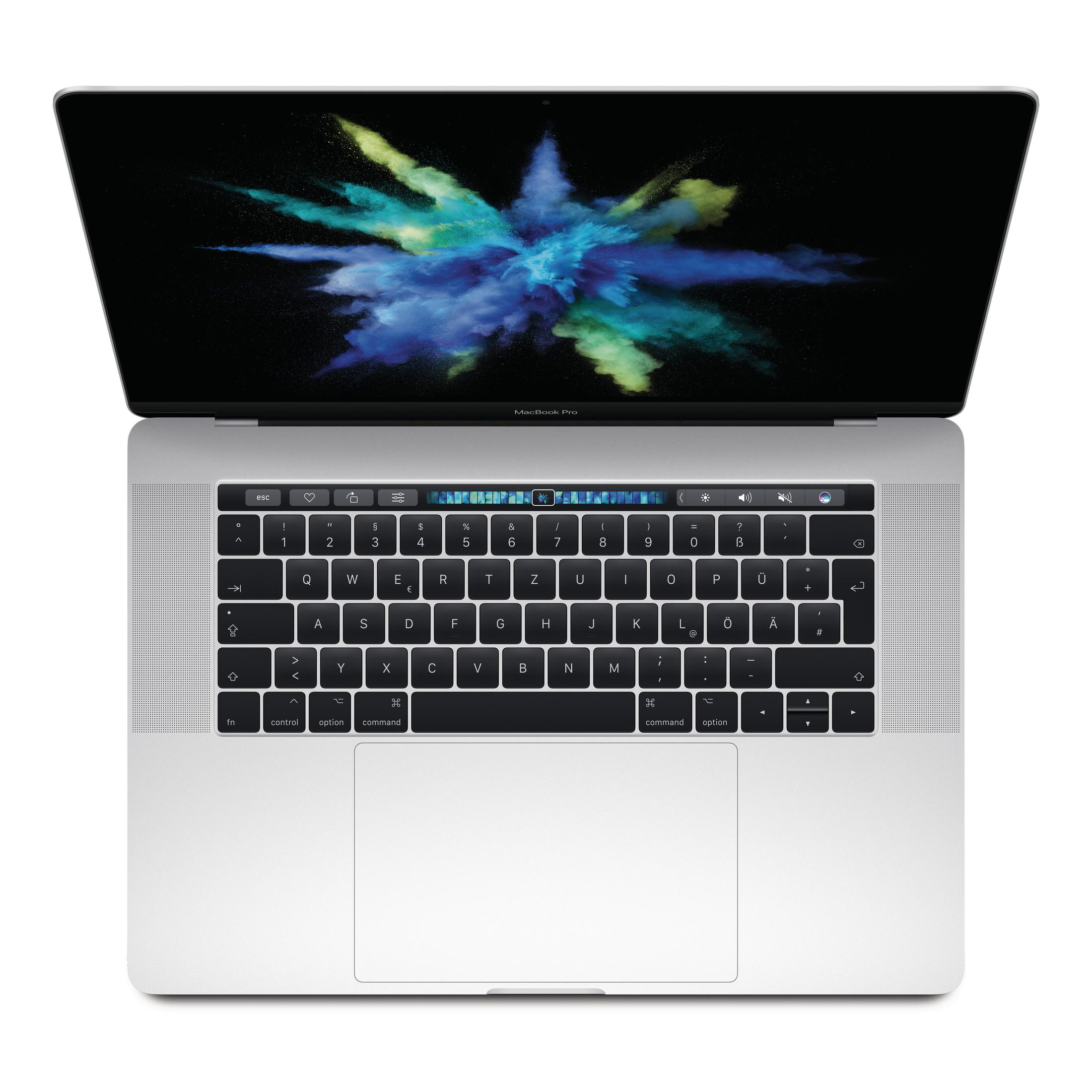 Ein geöffneter Laptop wird von oben mit sichtbarer Tastatur gezeigt.