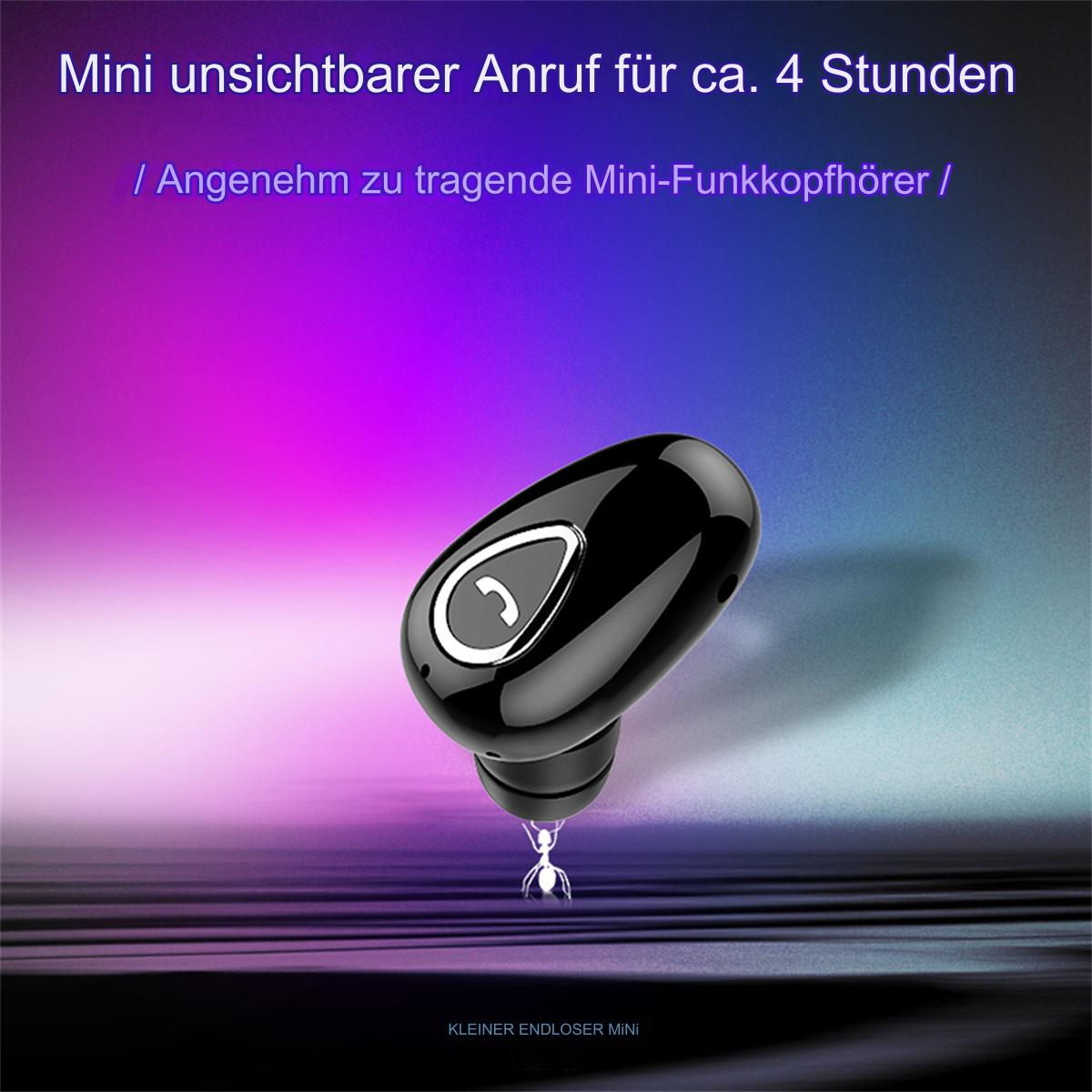 Schwarzer kabelloser Ohrhörer mit Anrufsymbol. Vor einem lila-blauen Farbverlauf.