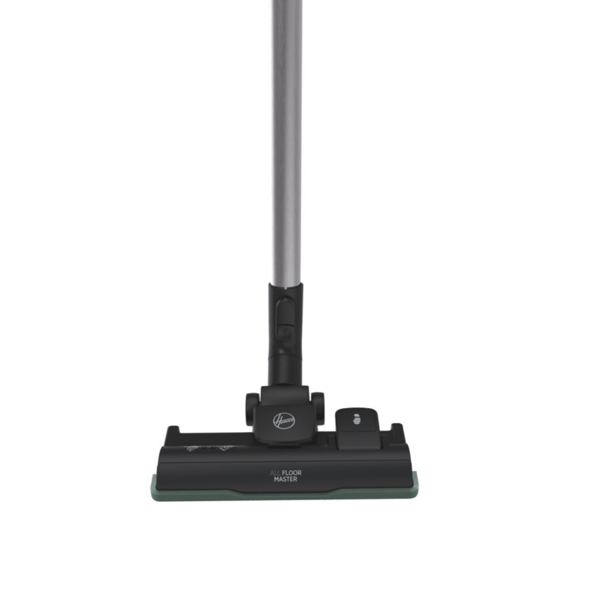Głowica odkurzacza z zieloną nakładką. Dołączona szara metalowa rura. Wyświetlana jest marka Hoover.