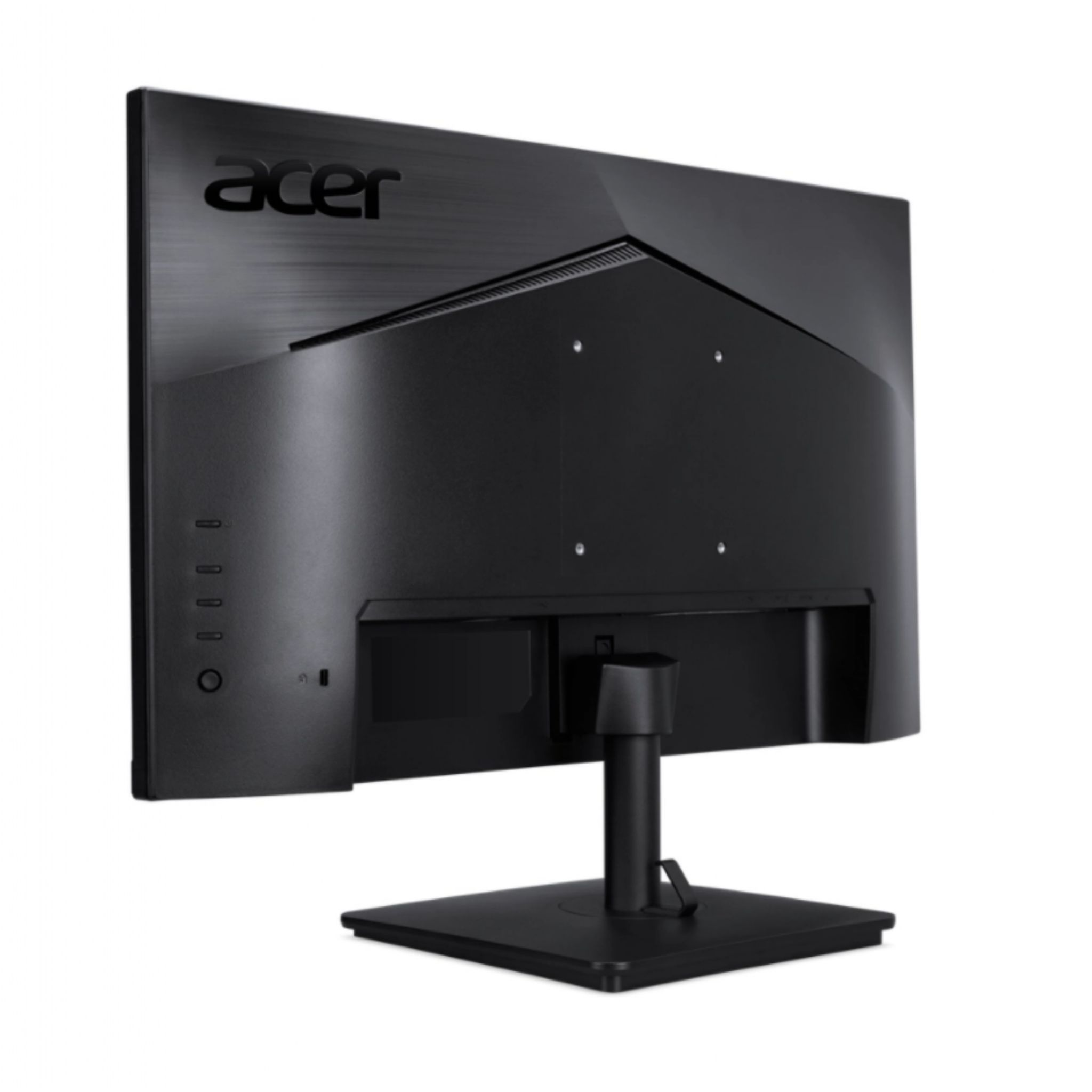 Widok z tyłu czarnego monitora Acer na stojaku. Logo Acer znajduje się w lewym górnym rogu.
