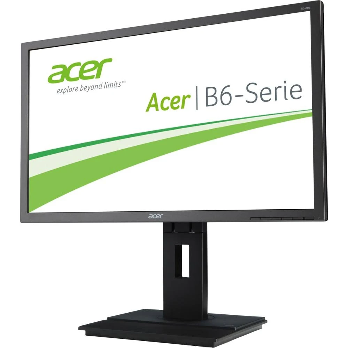 Monitor Acer su un supporto, con il testo 'Acer B6-Serie'.
